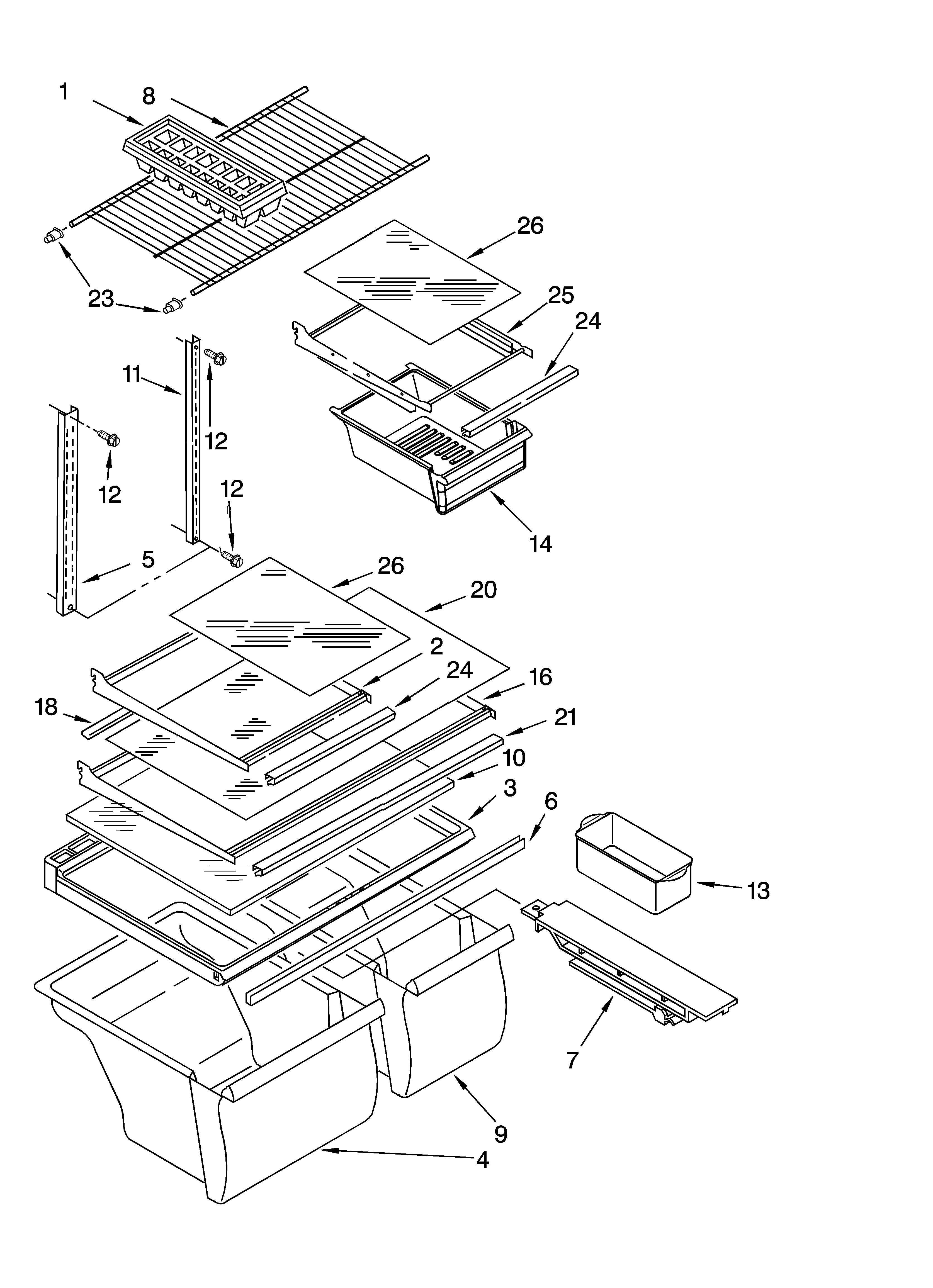 Inglis IJT195300 shelf parts, optional parts diagram
