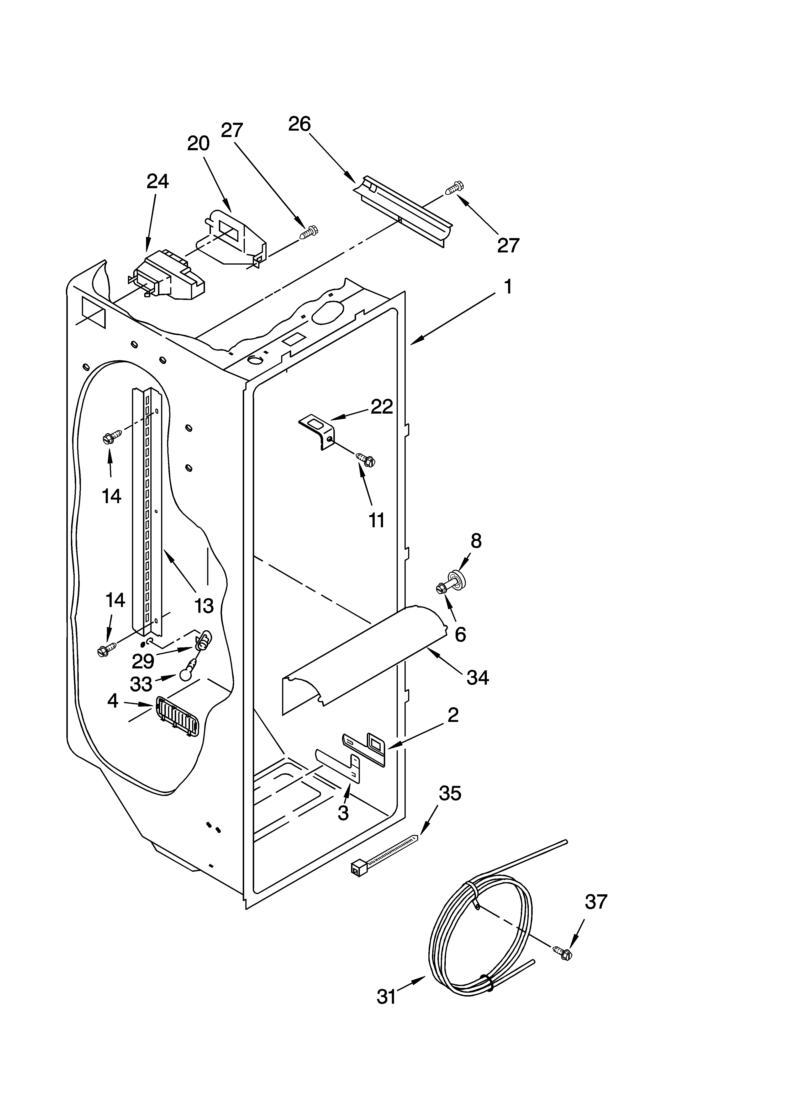 Inglis IKQ224300 refrigerator liner parts diagram