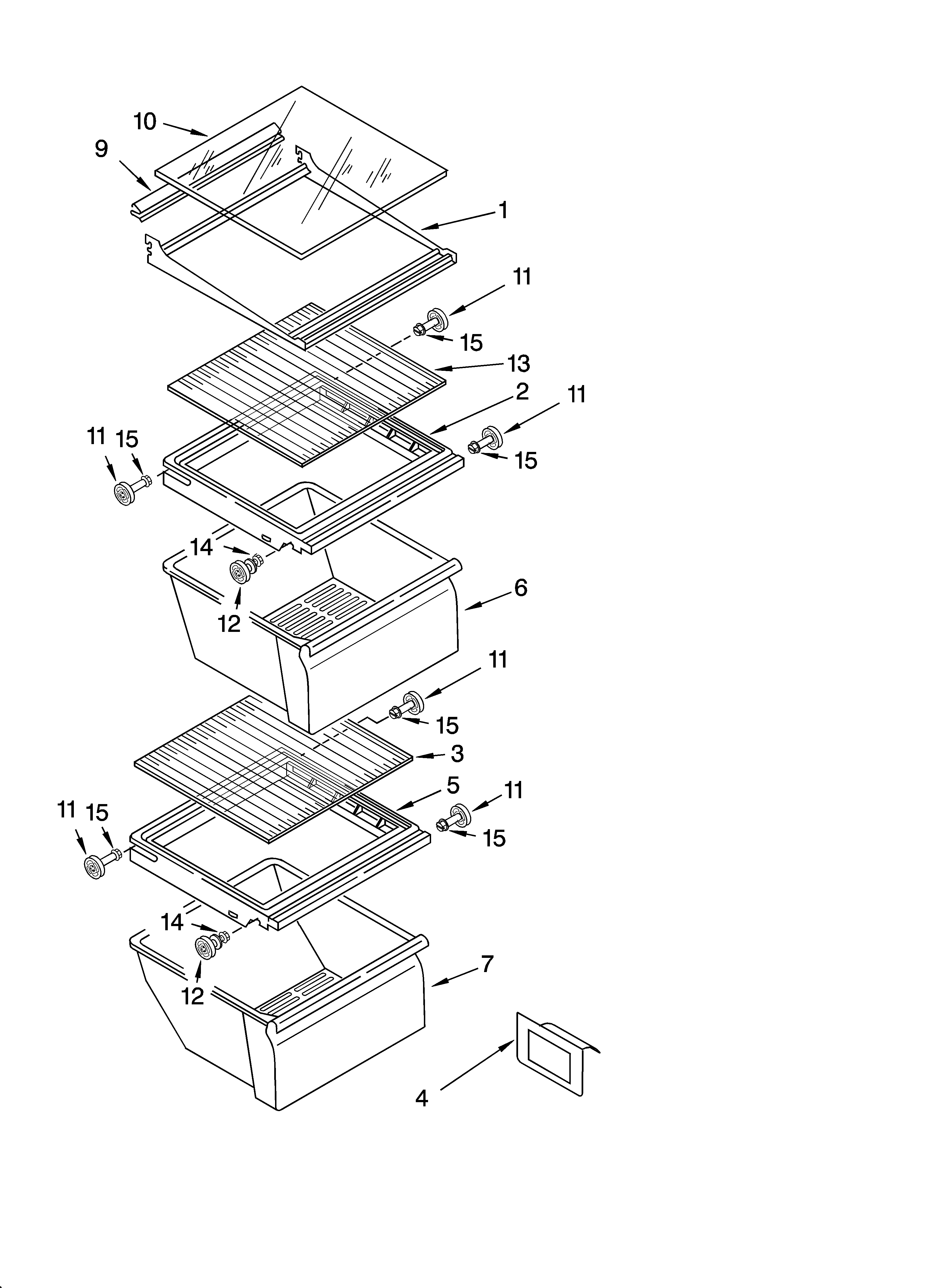 Inglis IKQ224300 refrigerator shelf parts diagram