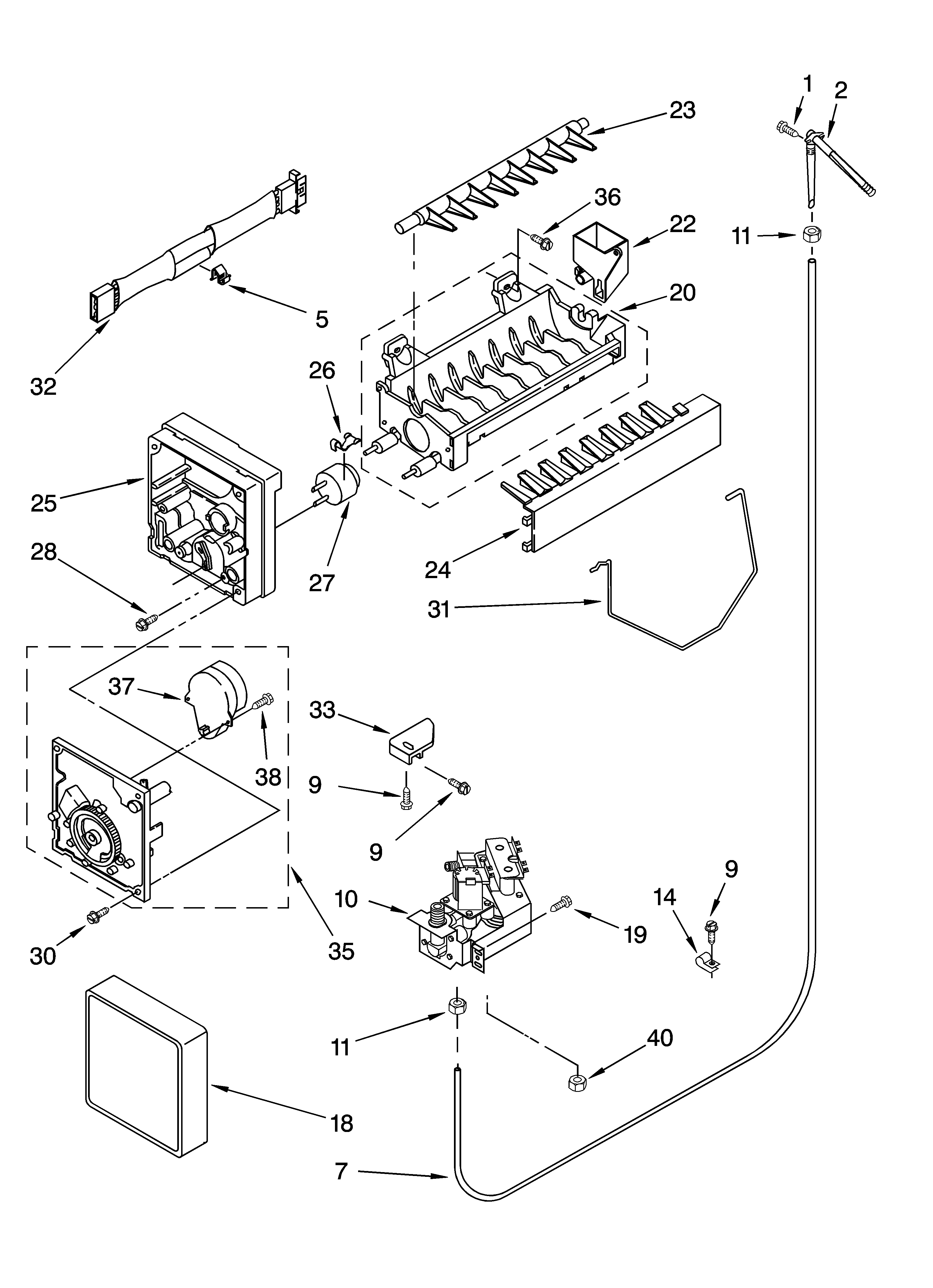 Inglis IKQ224300 icemaker parts, optional parts diagram