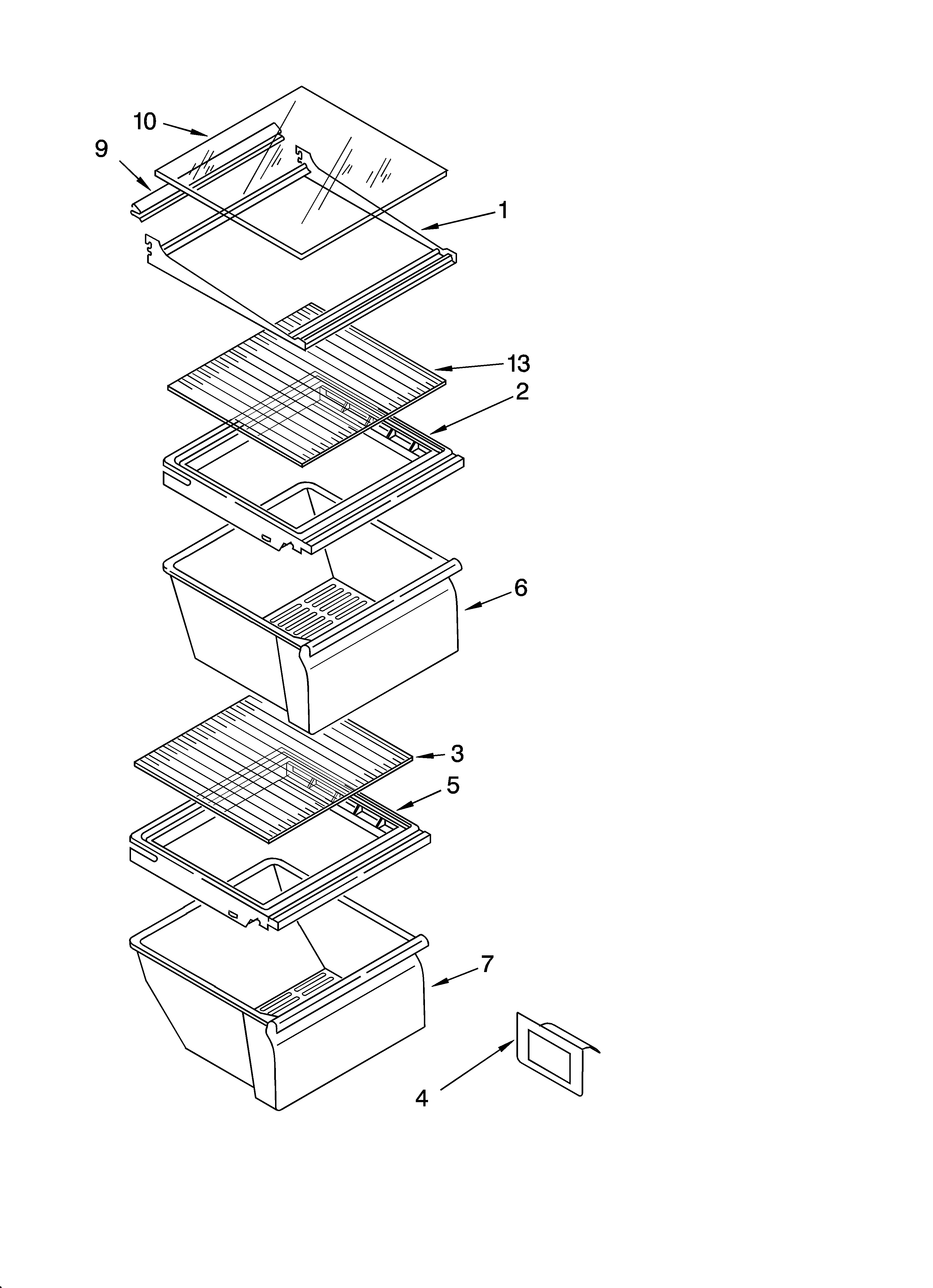 Inglis IKQ224304 refrigerator shelf parts diagram