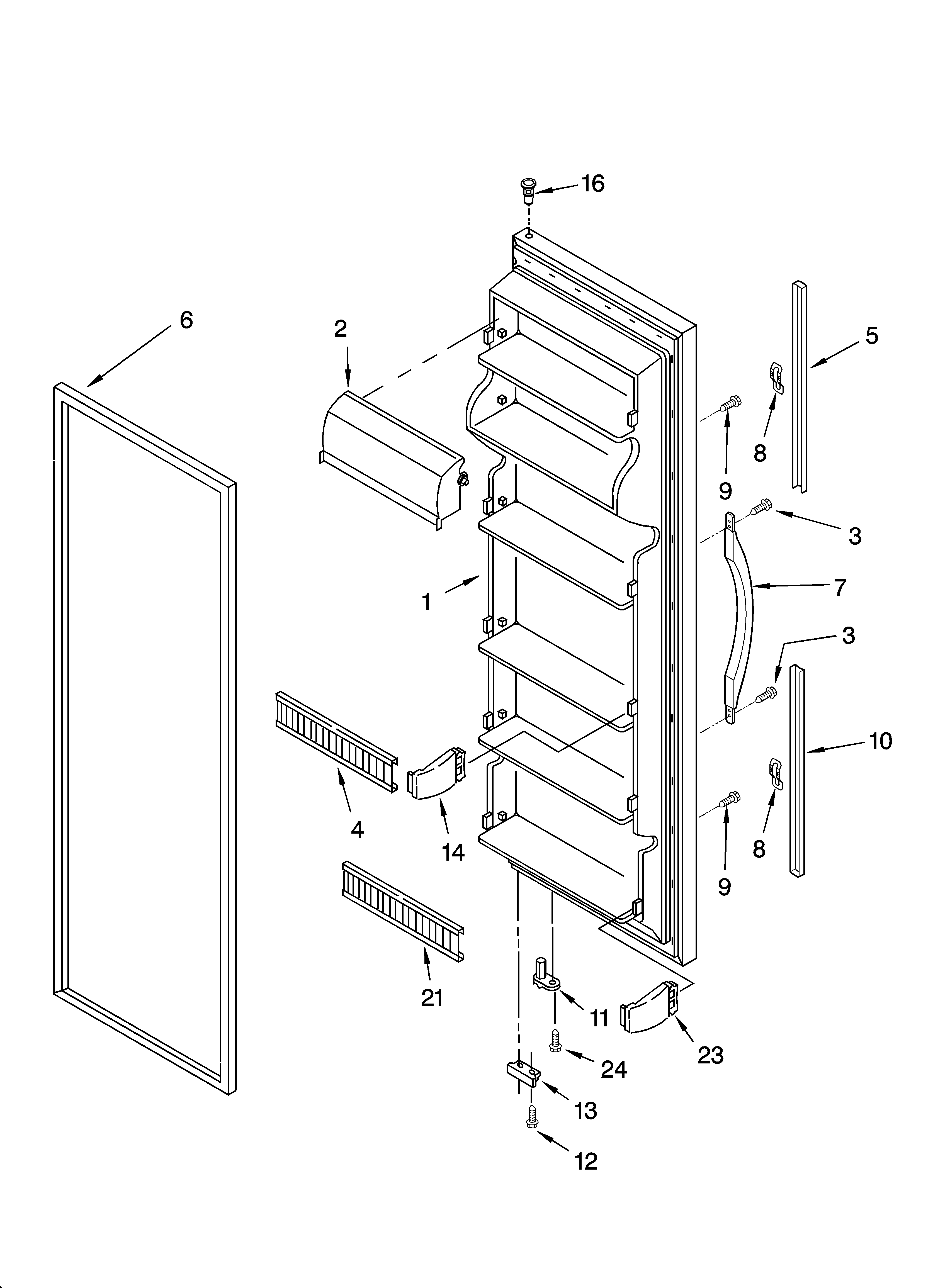Inglis IKQ224304 refrigerator door parts diagram