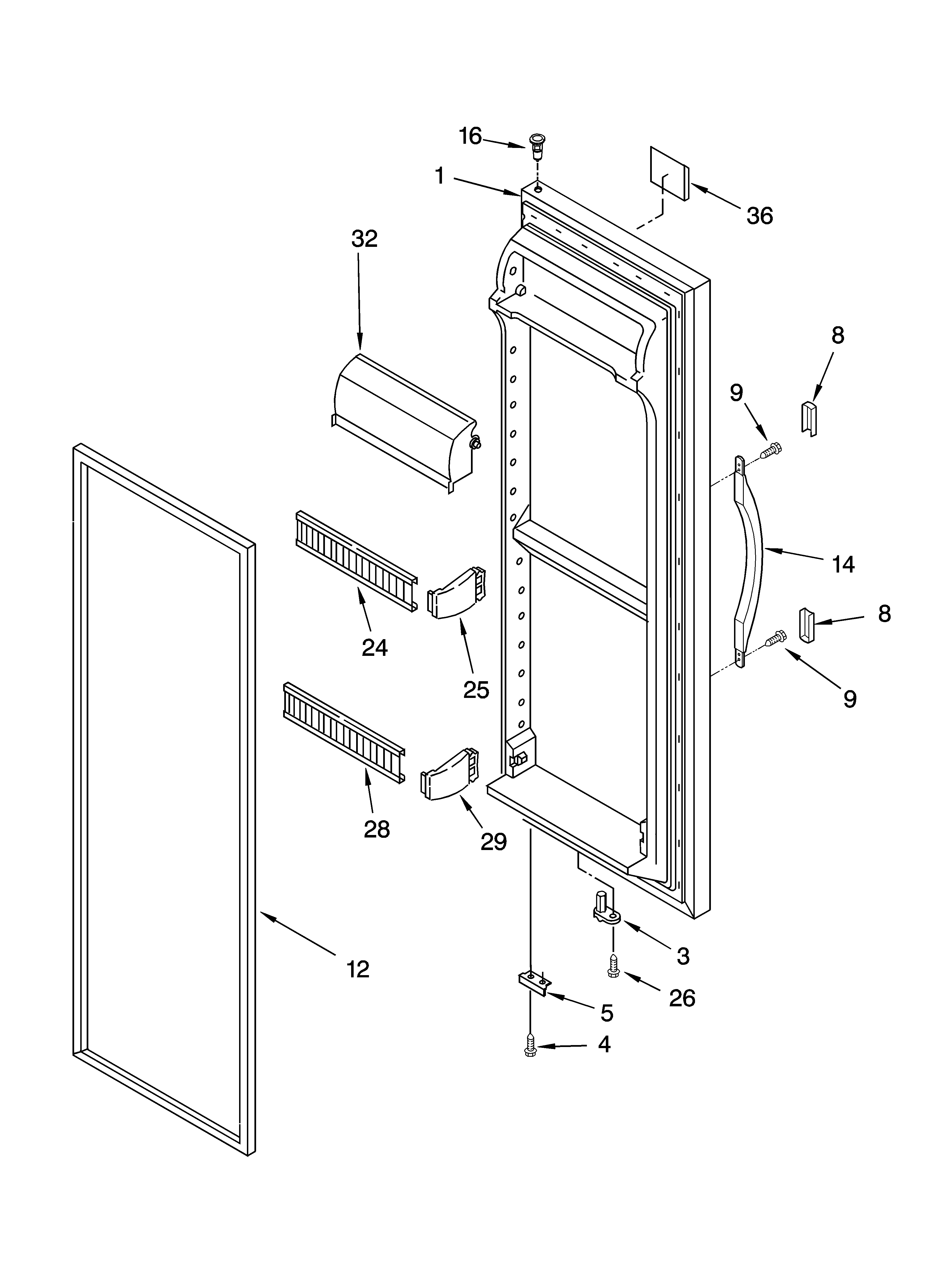 Inglis IKS203304 refrigerator door parts diagram