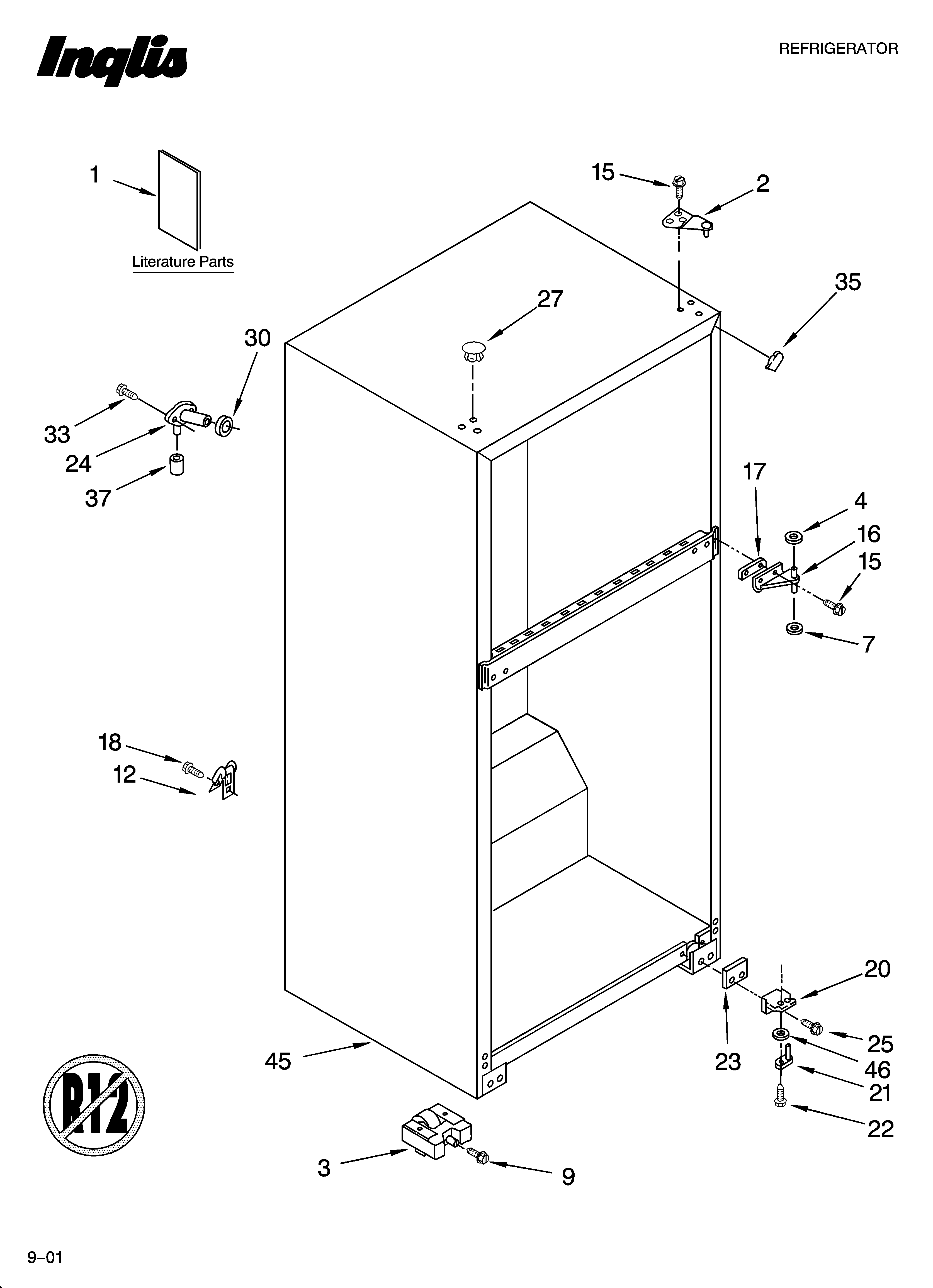 Inglis IKT141300 cabinet parts diagram