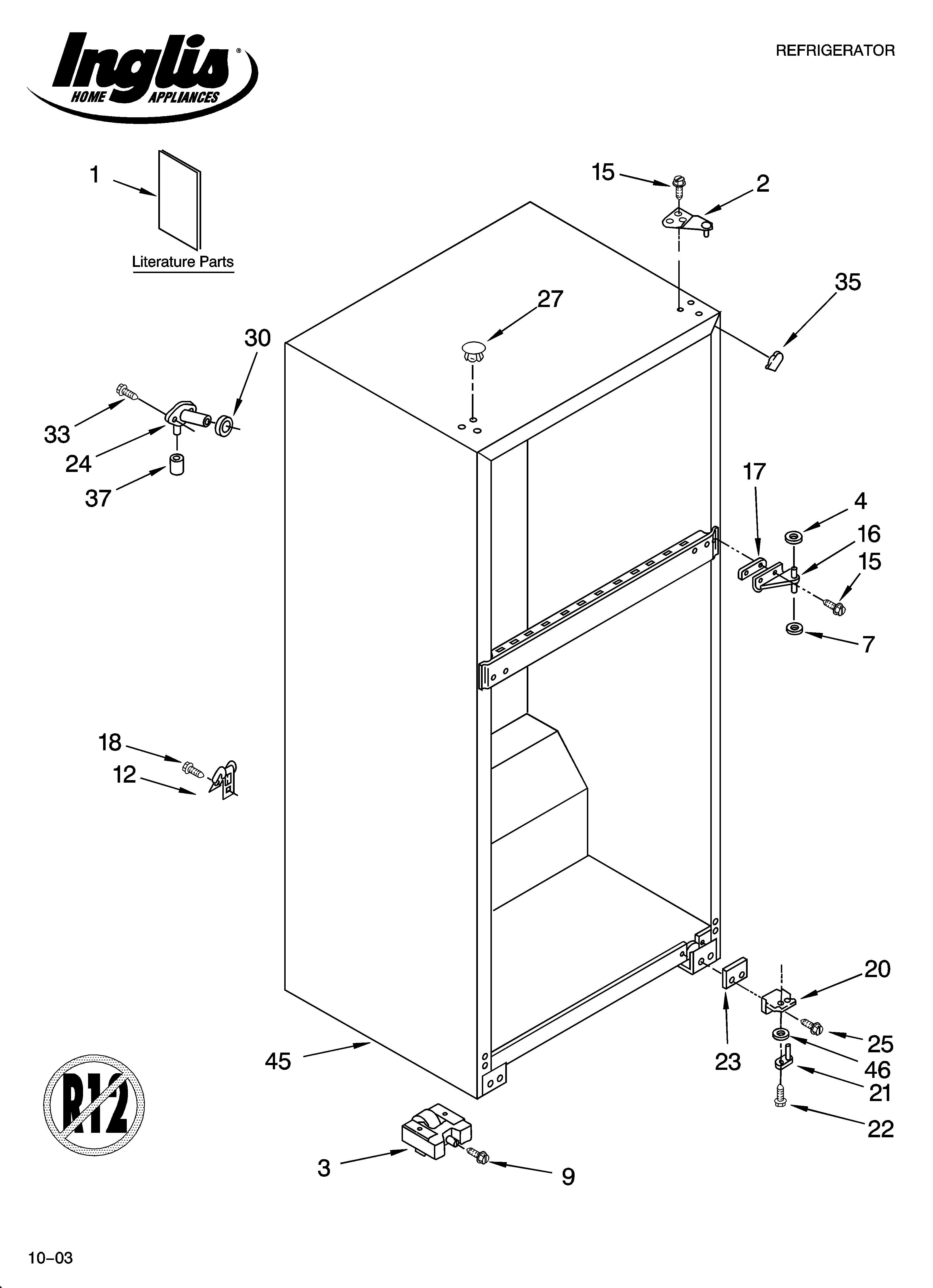 Inglis IKT141302 cabinet parts diagram