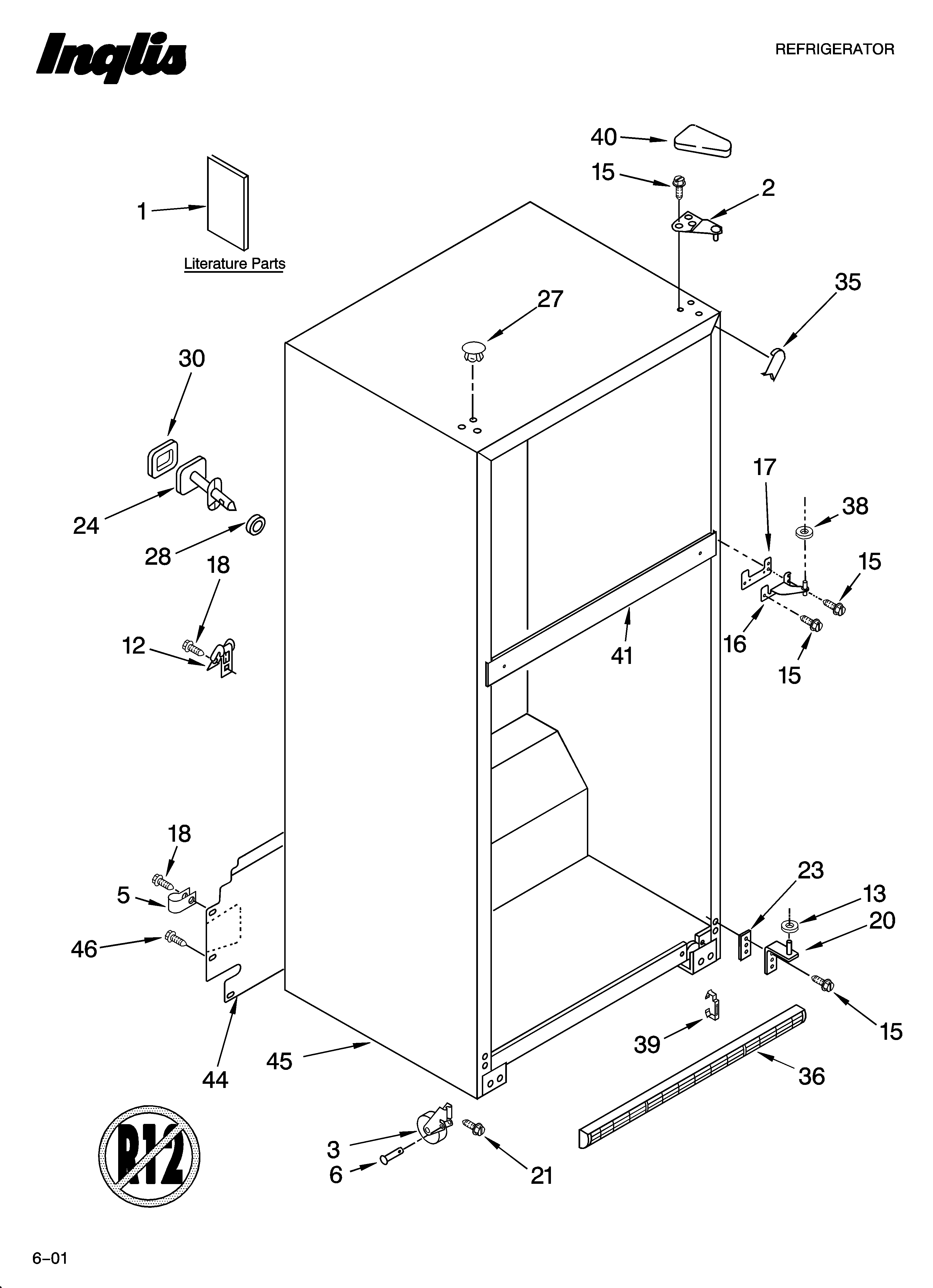 Inglis IKT195300 cabinet parts diagram
