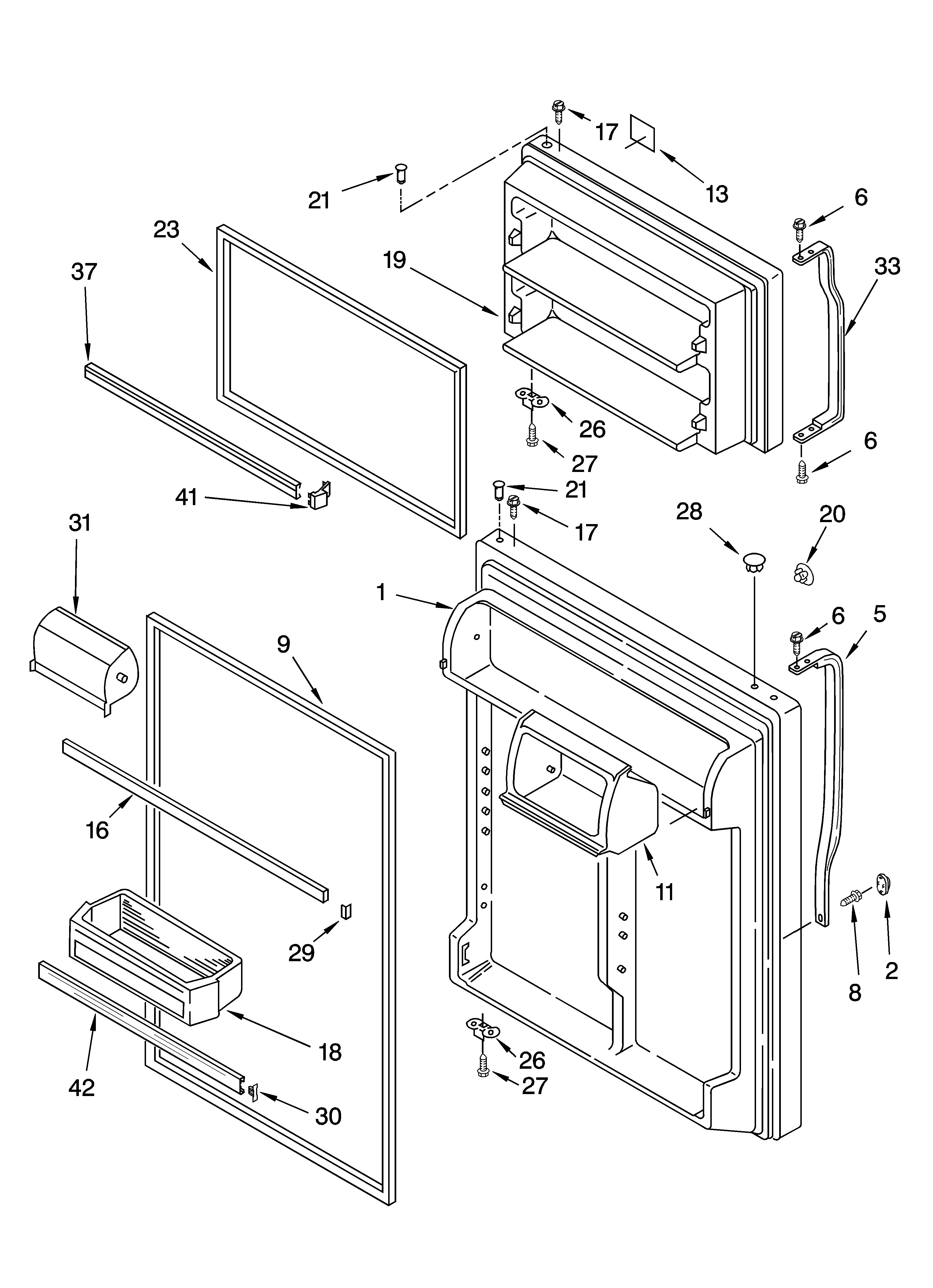 Inglis IKT195300 door parts diagram