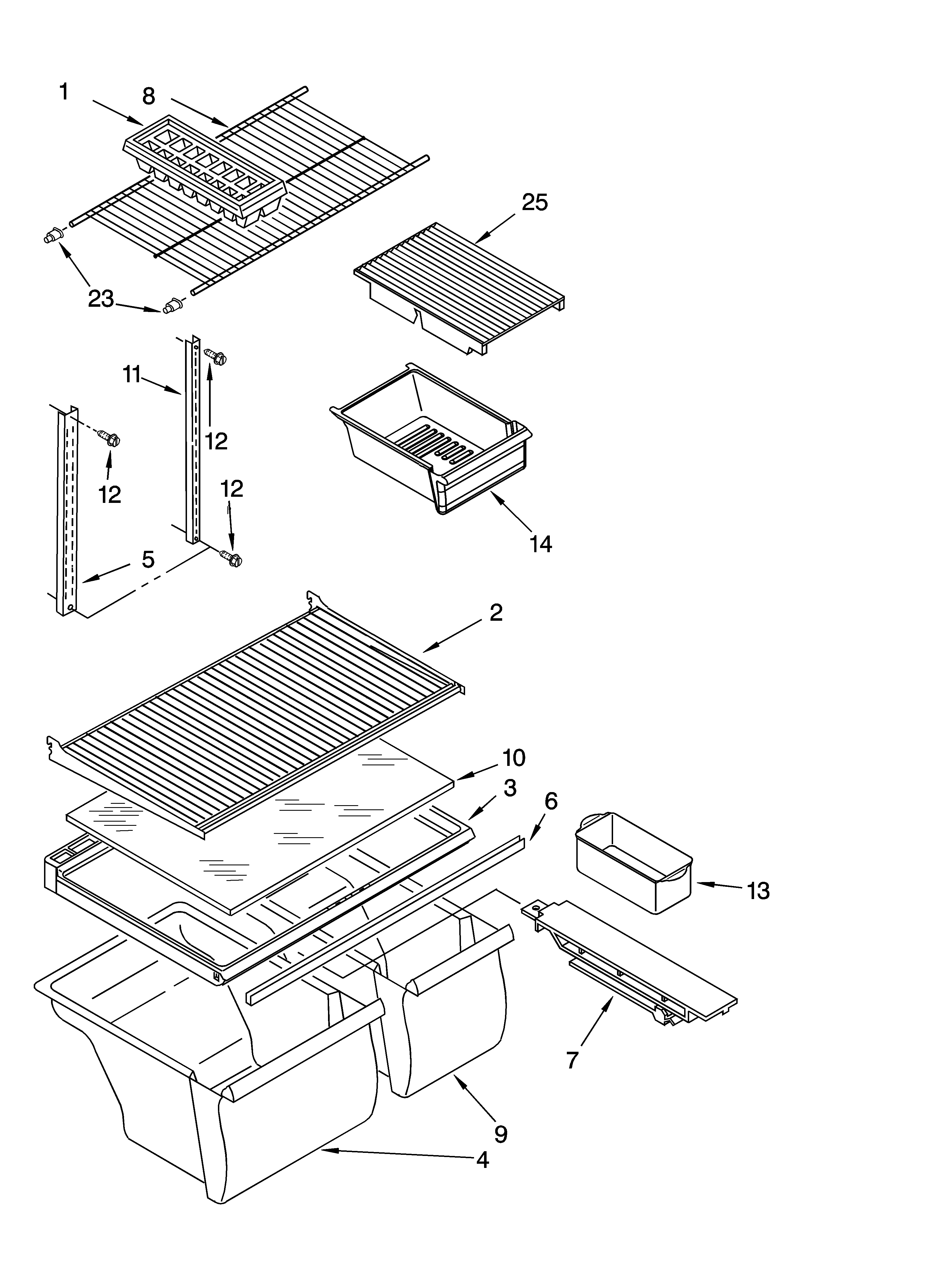 Inglis IKT195300 shelf parts, optional parts diagram