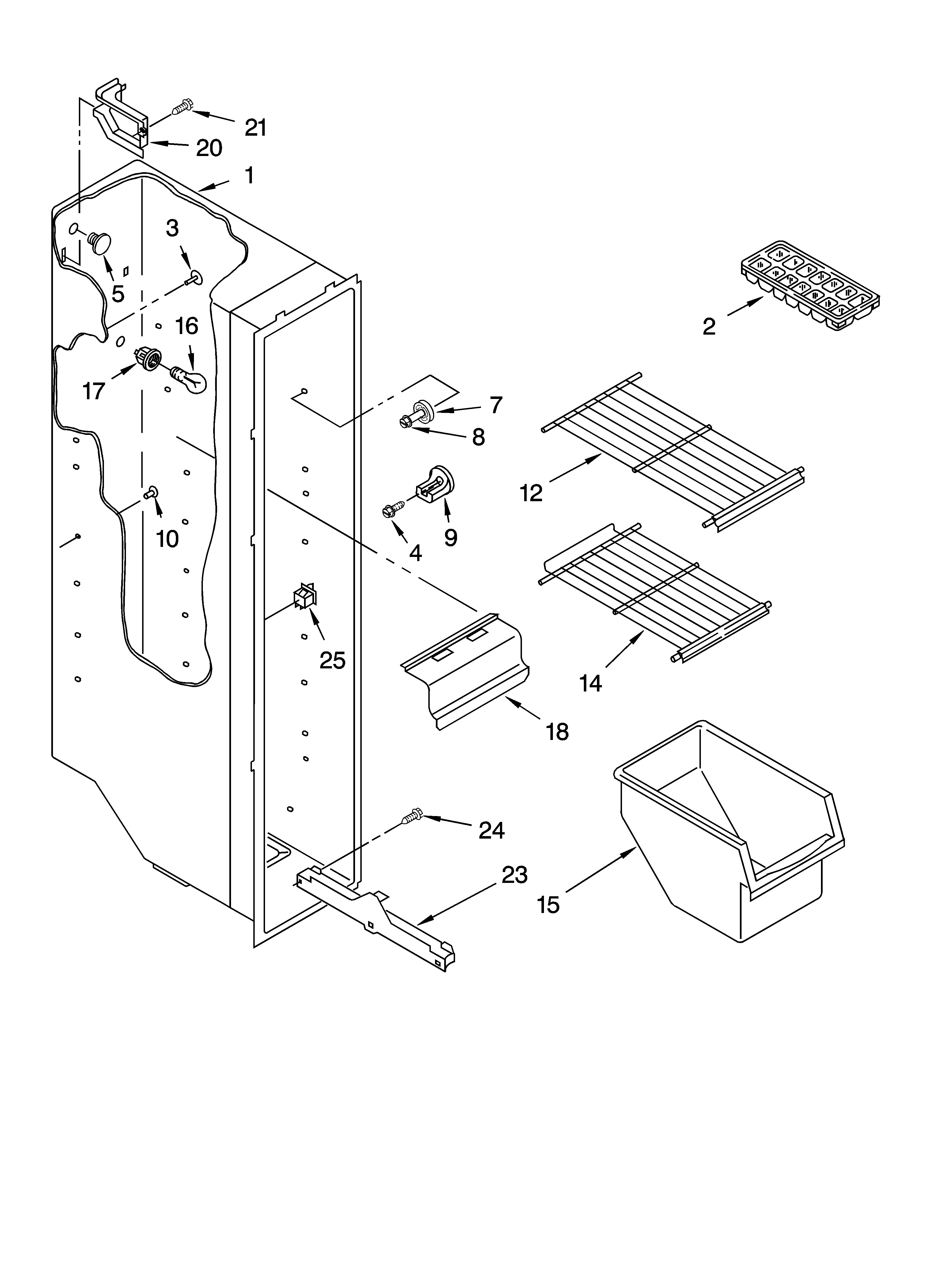 Inglis IMS204300 freezer liner parts diagram