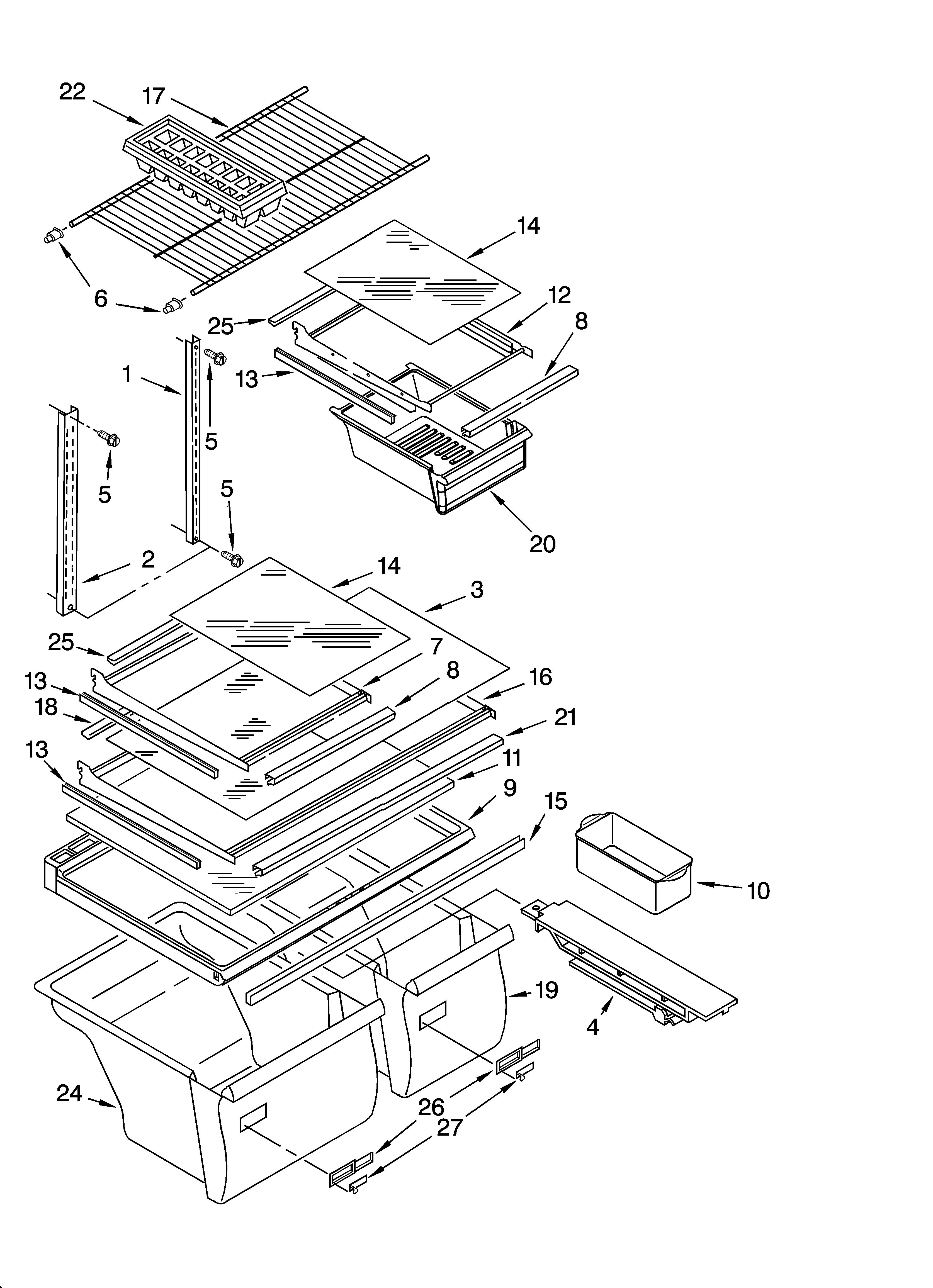 Inglis IMT186302 shelf parts, optional parts diagram