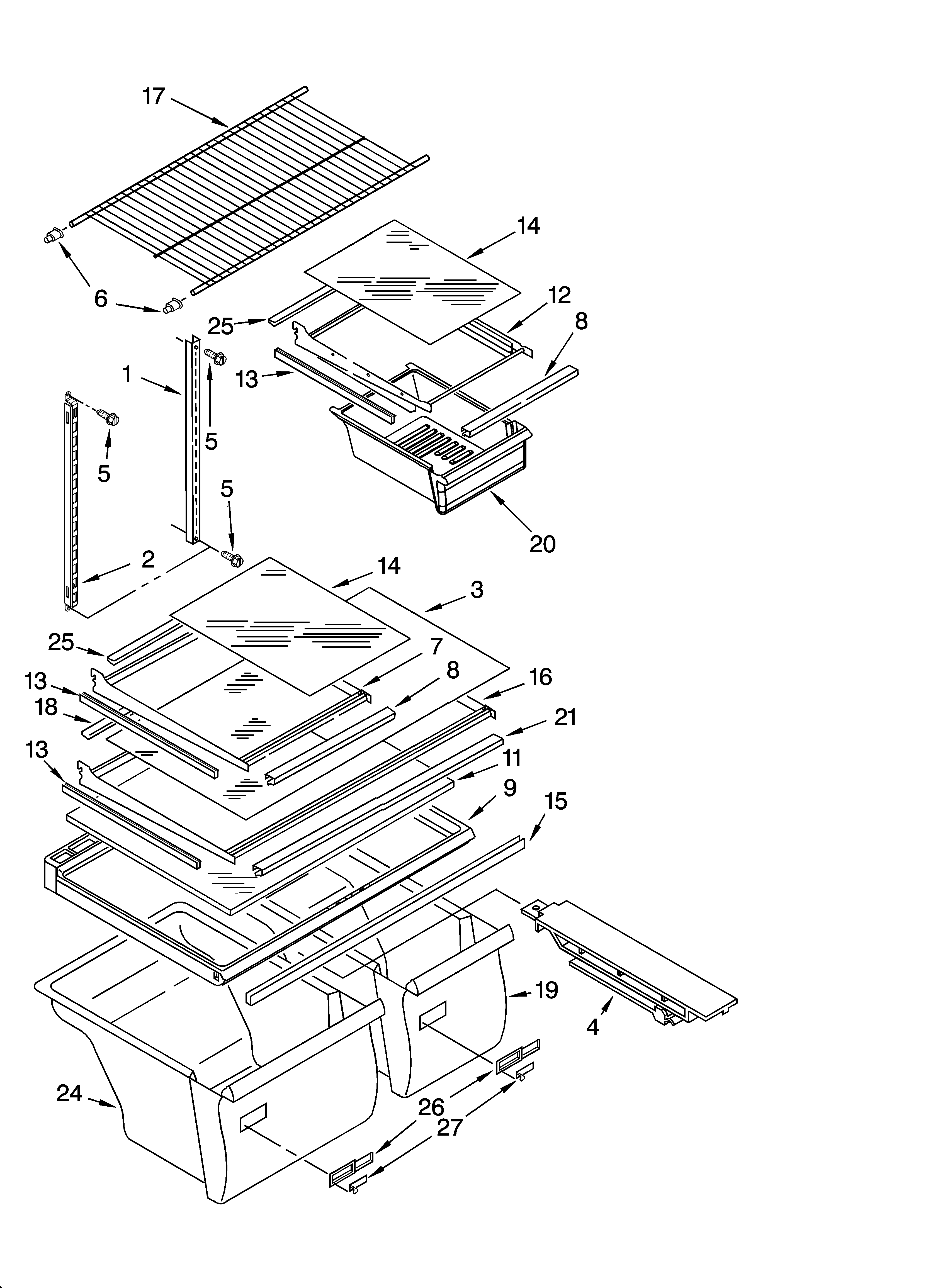 Inglis IMT186306 shelf parts, optional parts diagram
