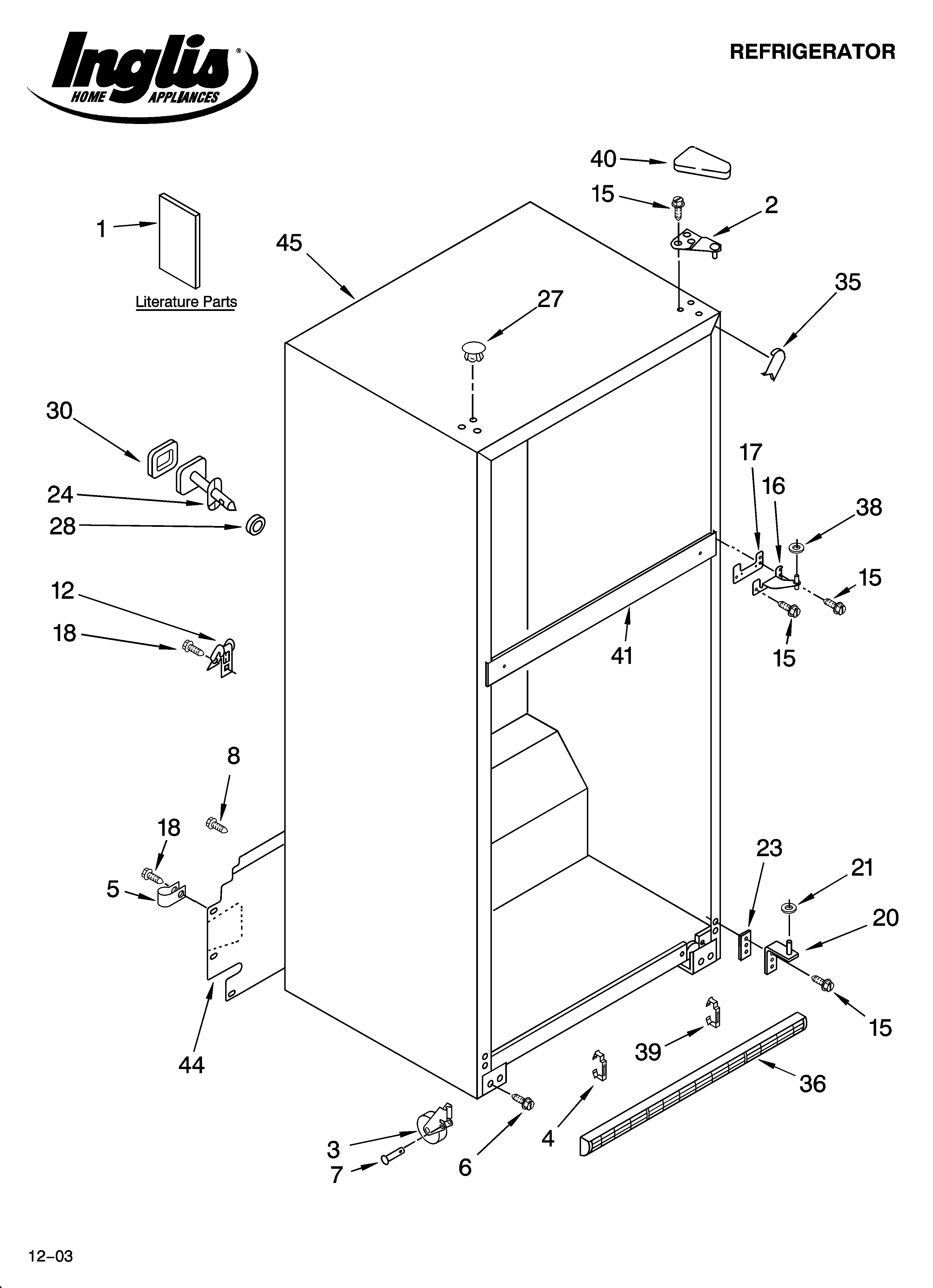 Inglis IMT188300 cabinet parts diagram