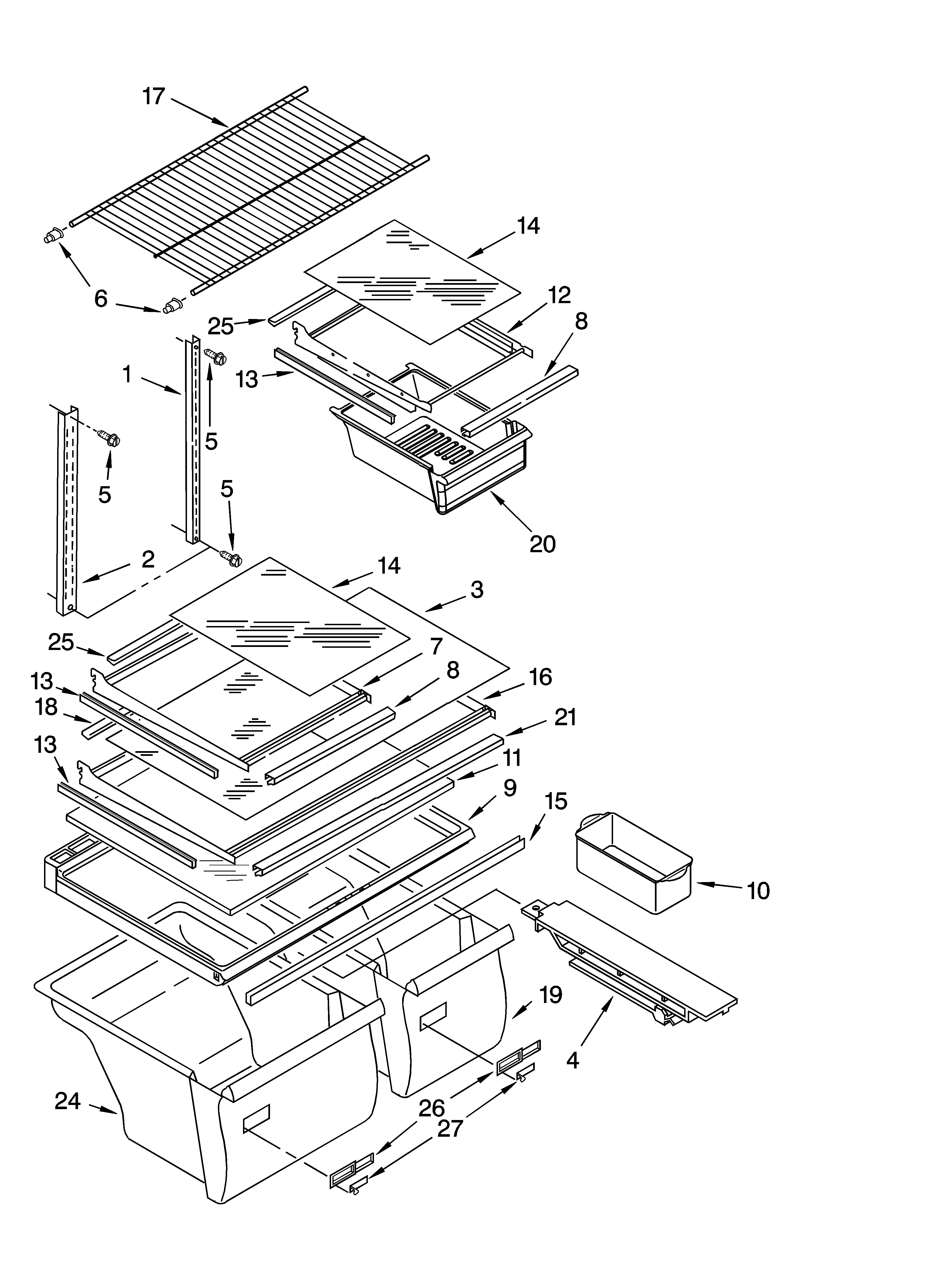 Inglis IMT188300 shelf parts, optional parts diagram
