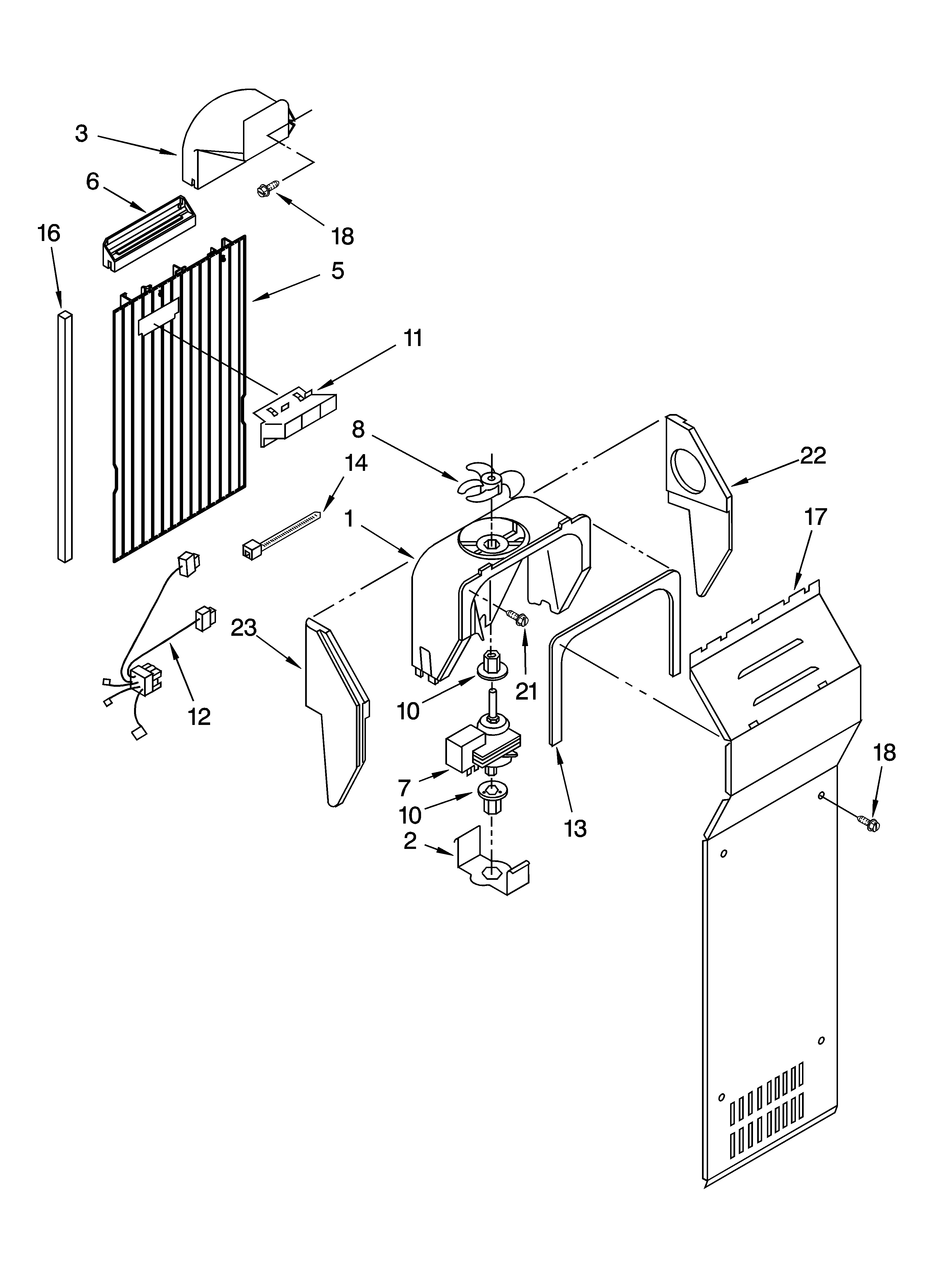 Inglis INQ225300 air flow parts diagram