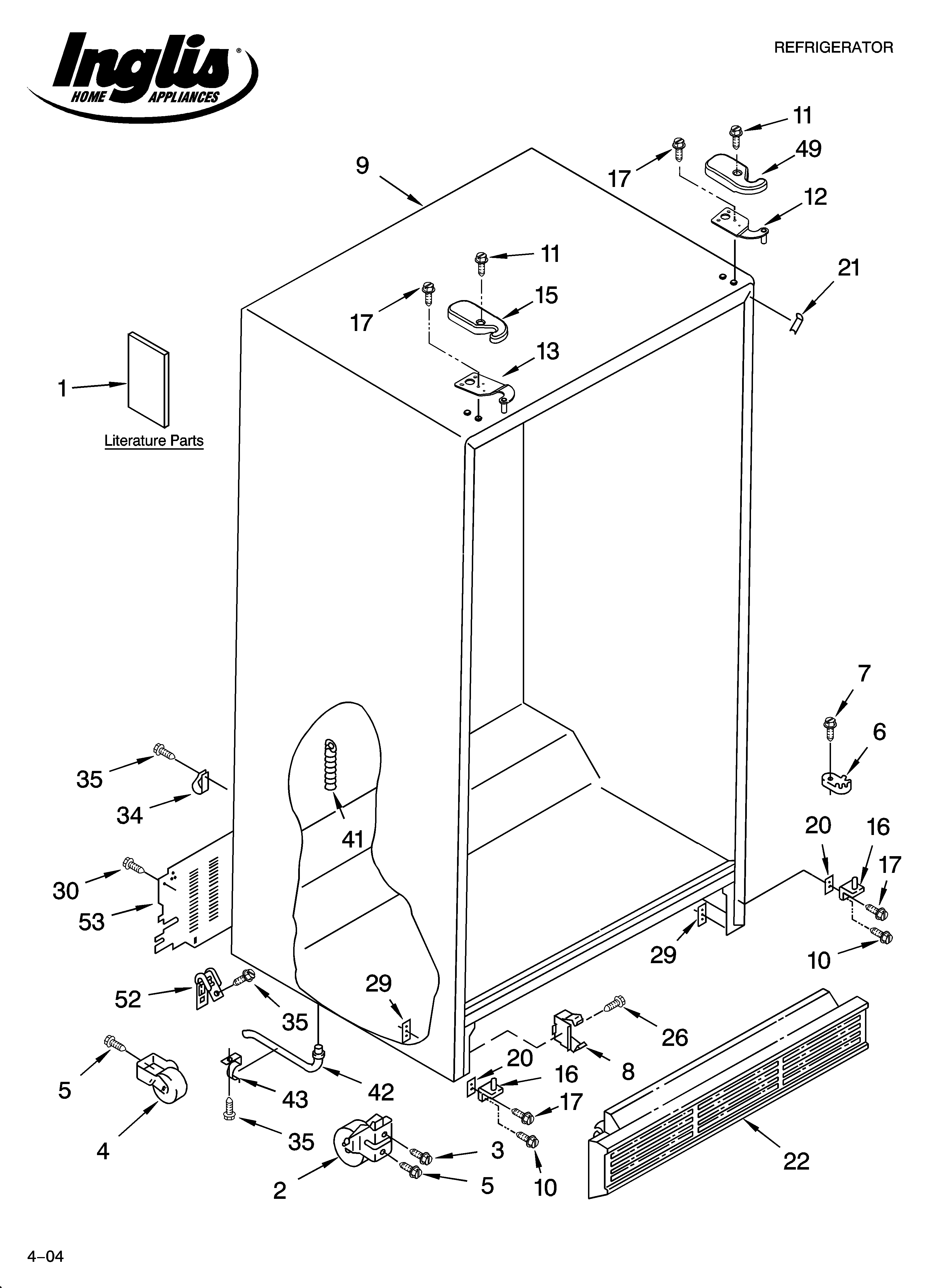Inglis INS204300 cabinet parts diagram