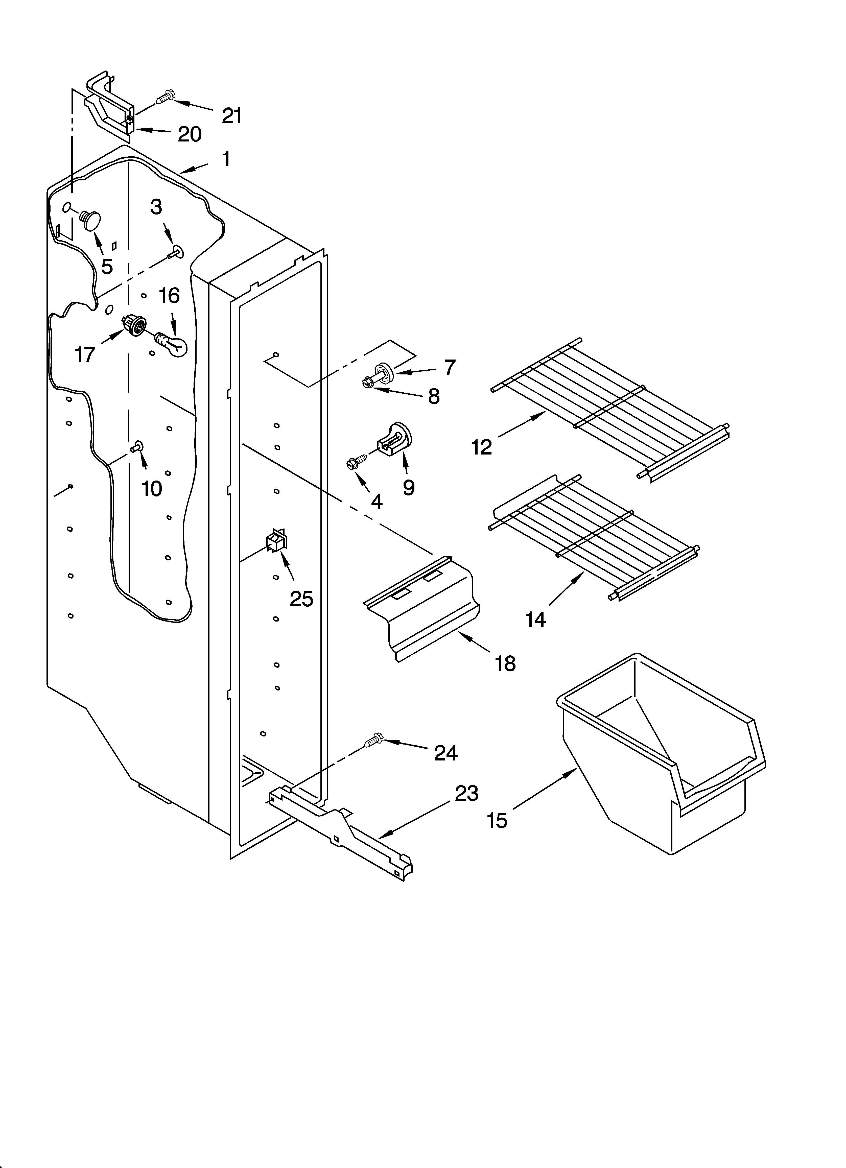 Inglis INS204300 freezer liner parts diagram