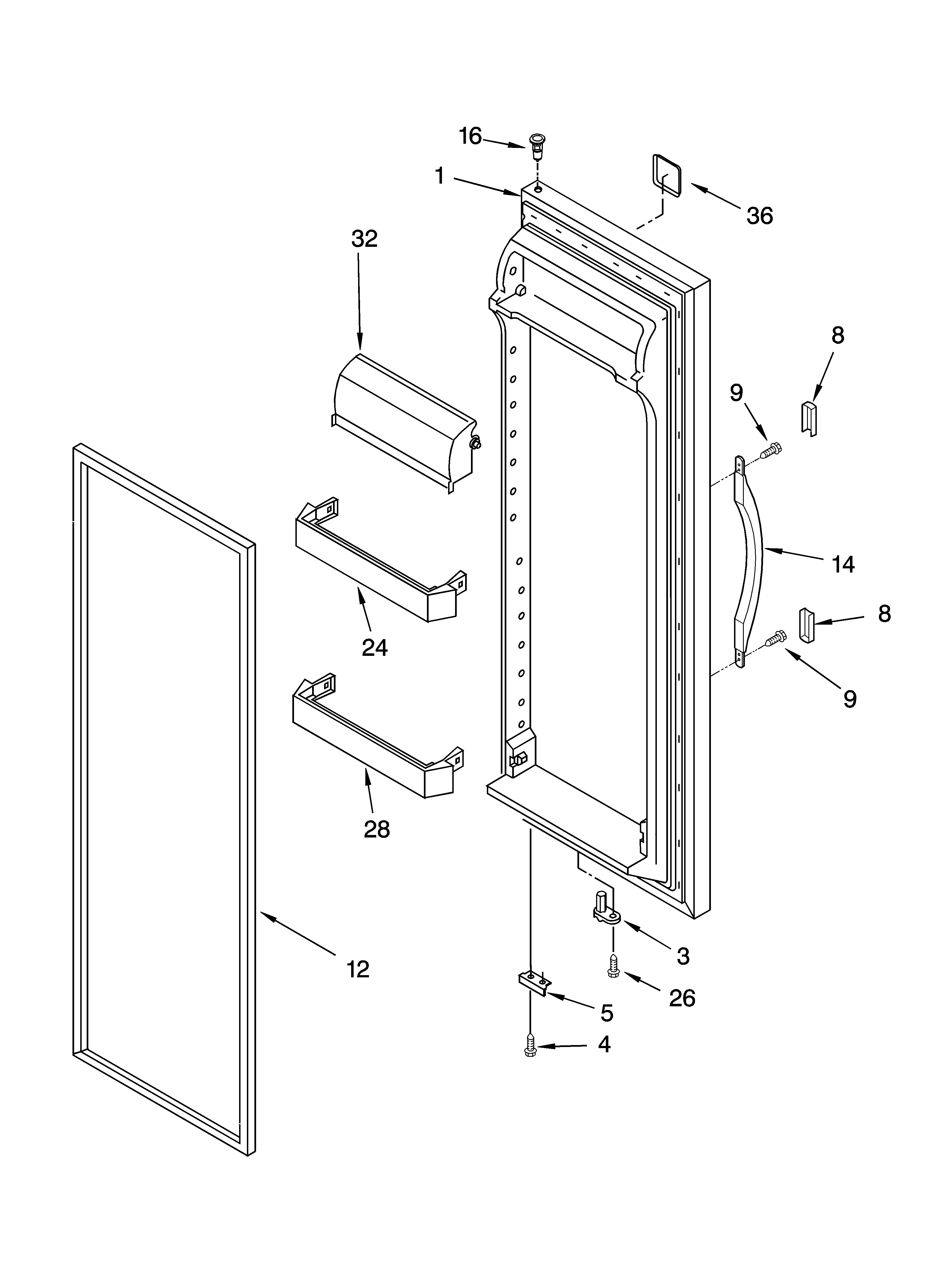 Inglis INS204300 refrigerator door parts diagram