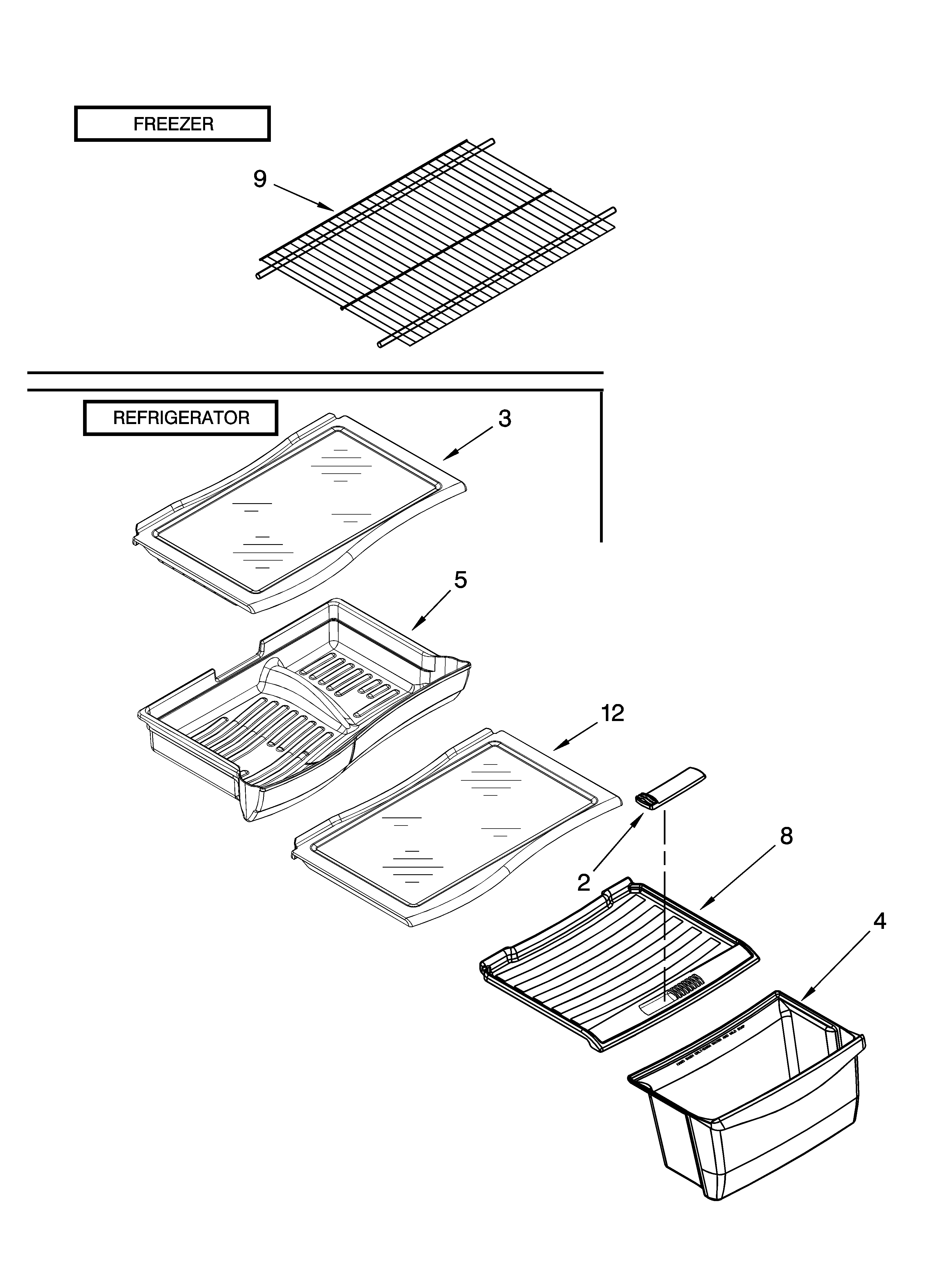 Inglis IPT104303 shelf parts, optional parts diagram