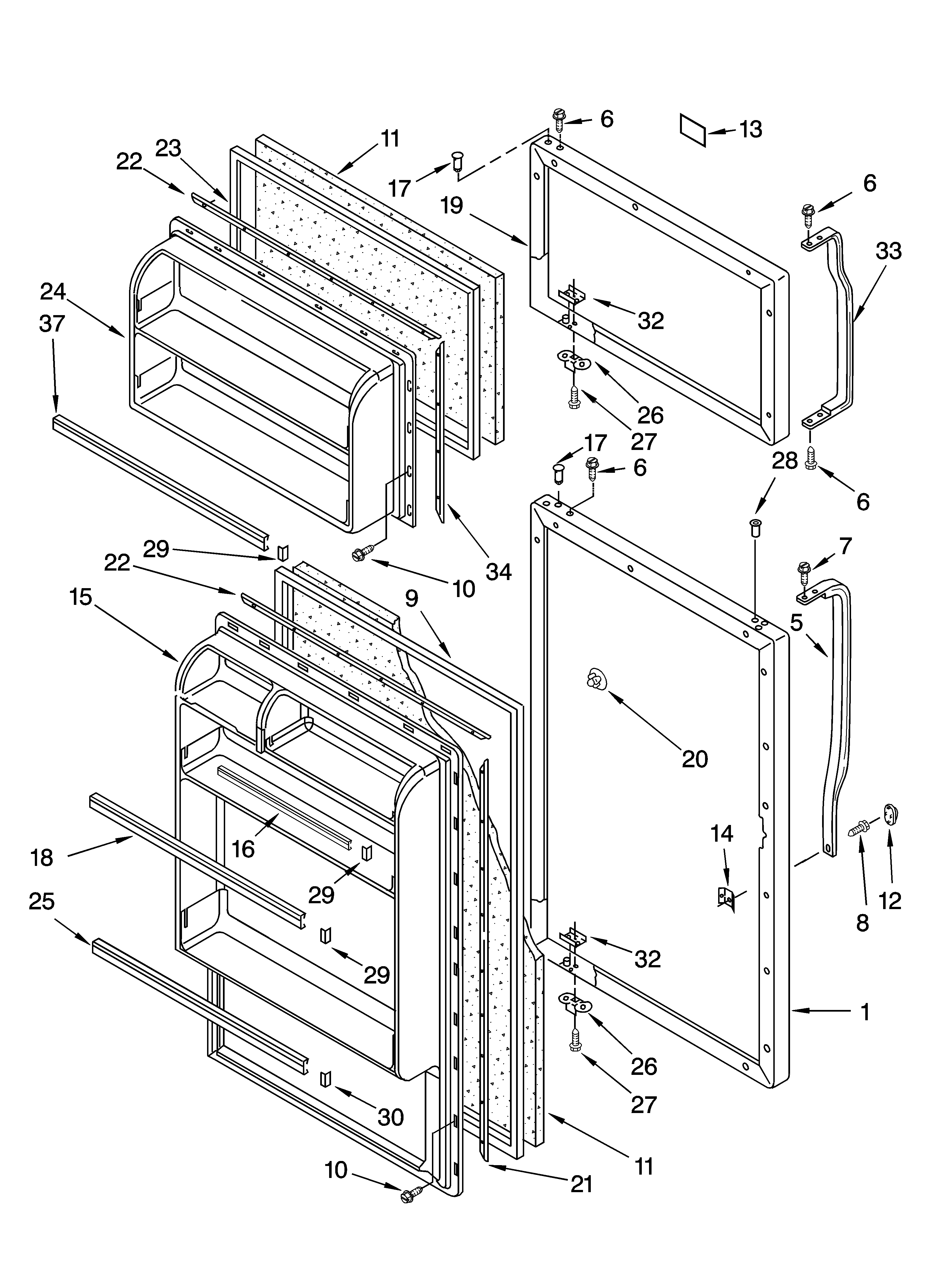 Inglis IPT151300 door parts diagram