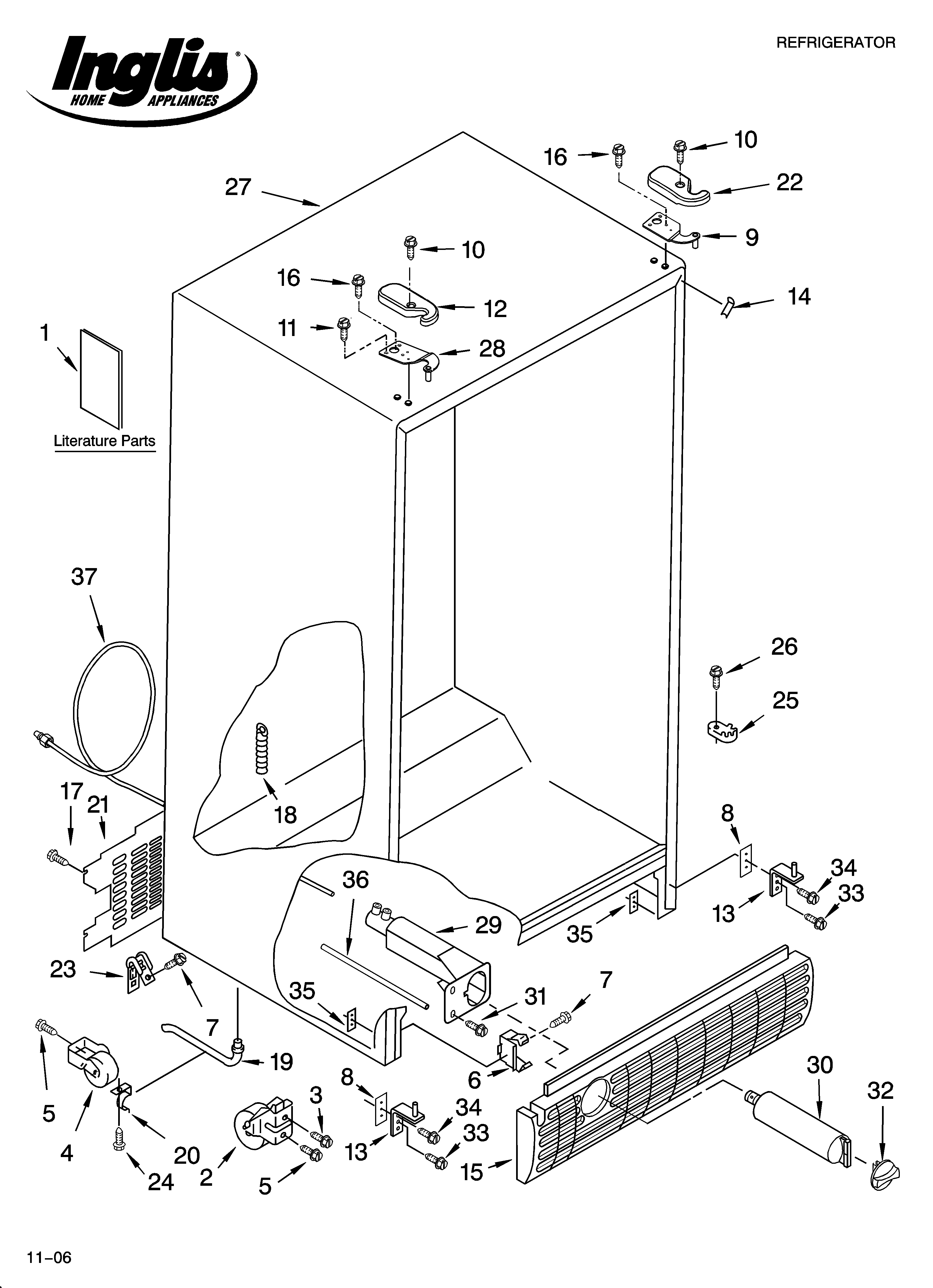 Inglis IRQ226300 cabinet parts diagram