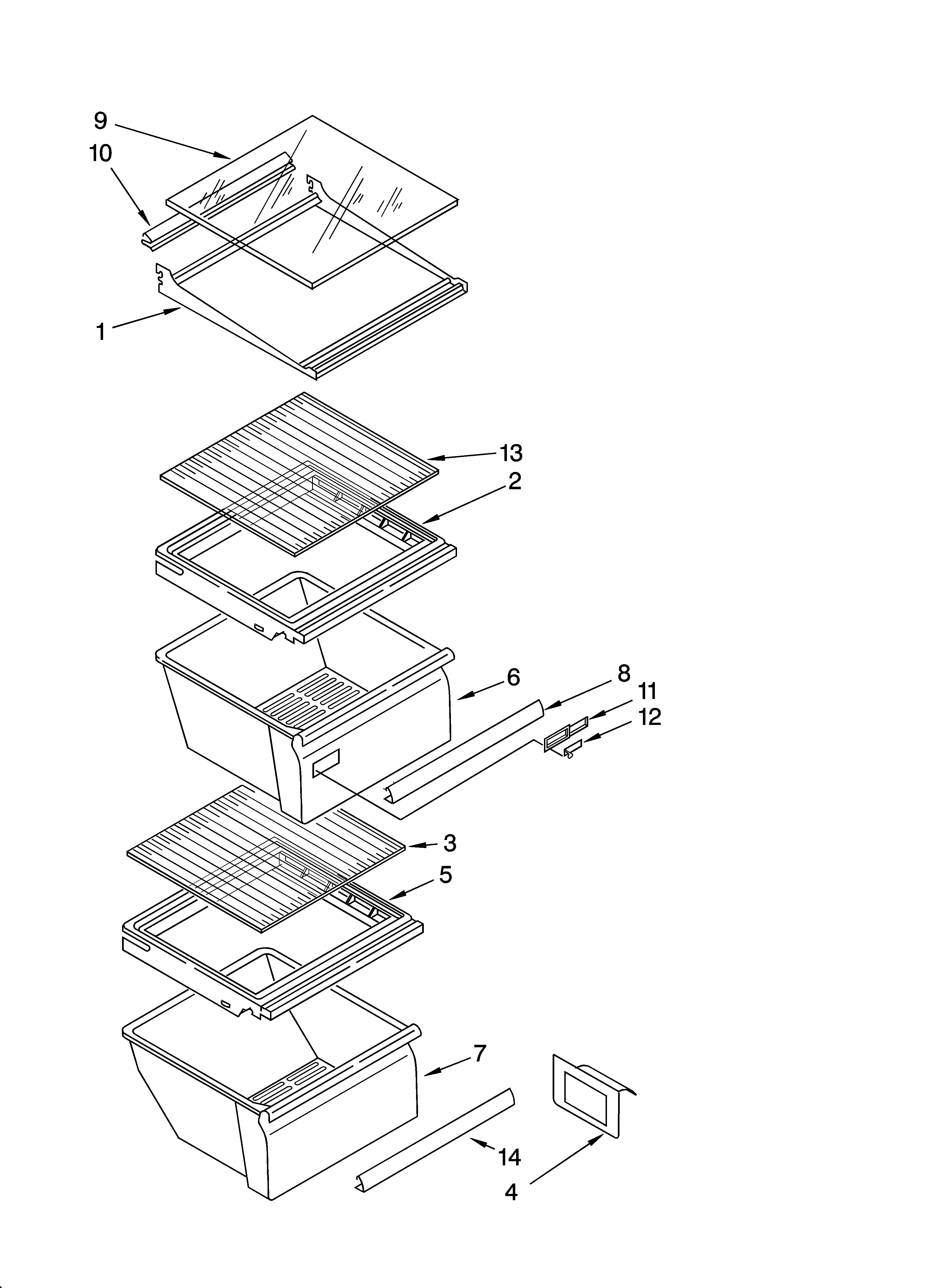 Inglis IRQ226300 refrigerator shelf parts diagram