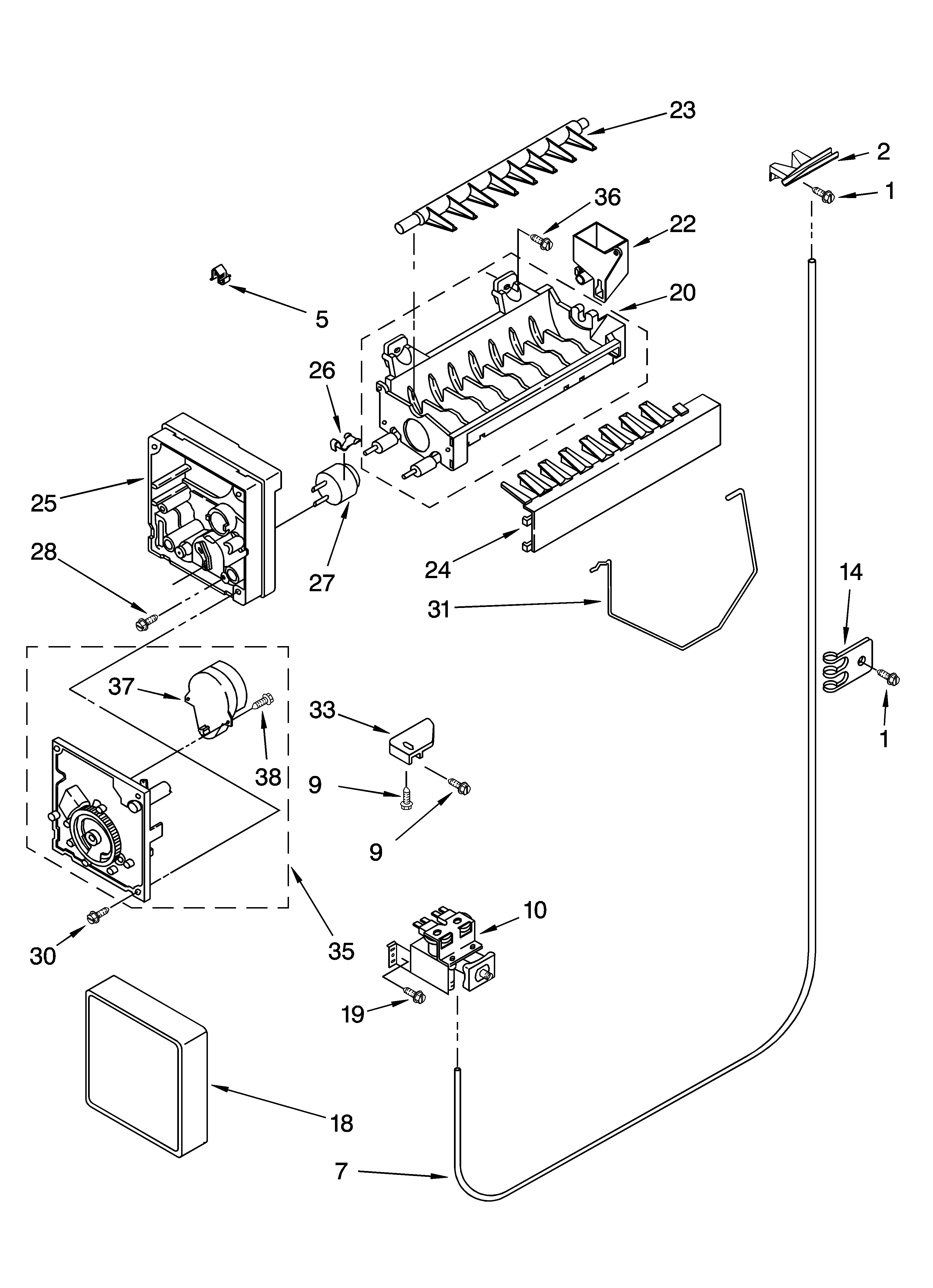 Inglis IRQ226300 icemaker parts, optional parts diagram