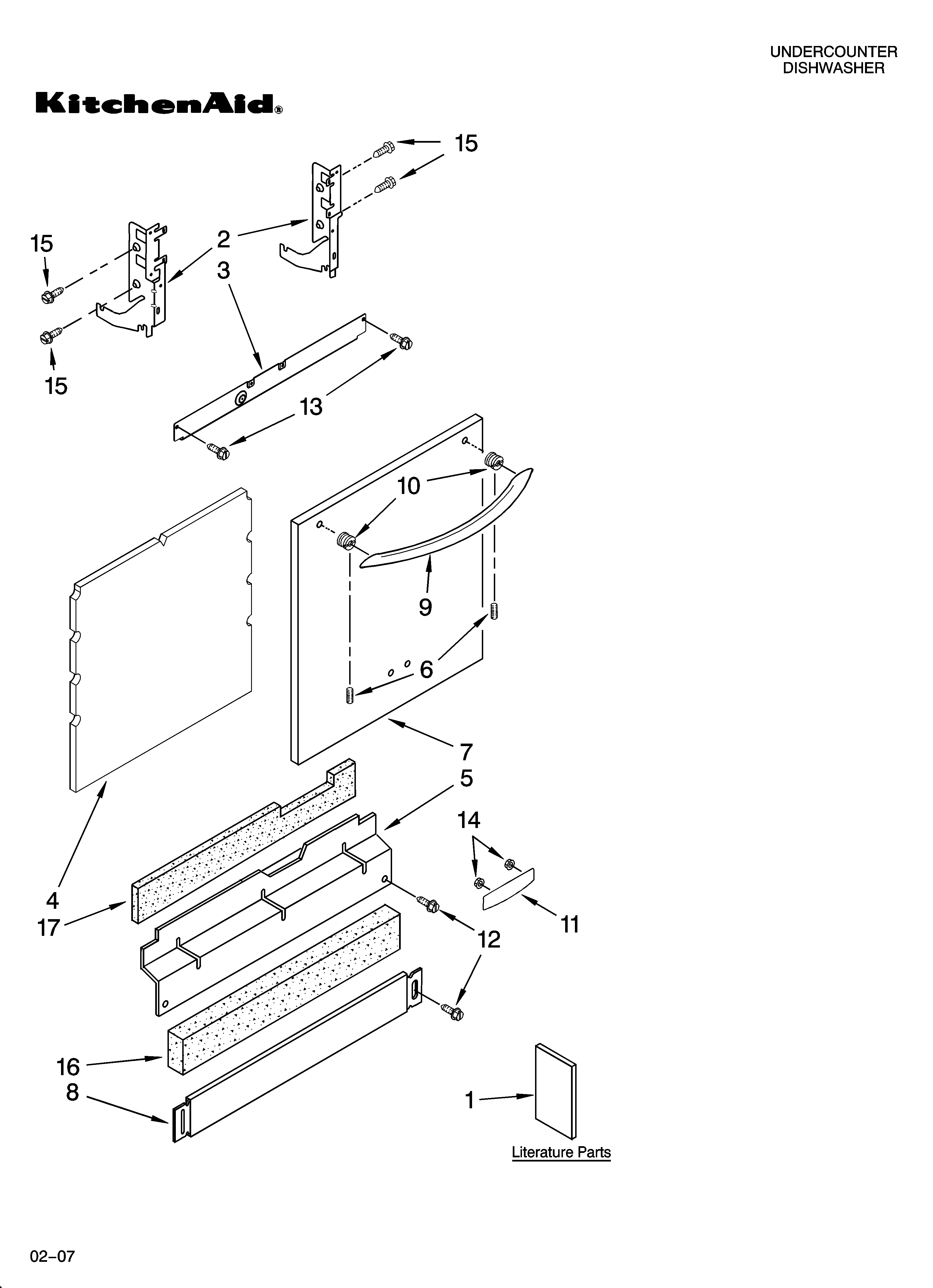 KitchenAid KUDI02FRWH3 door and panel parts diagram
