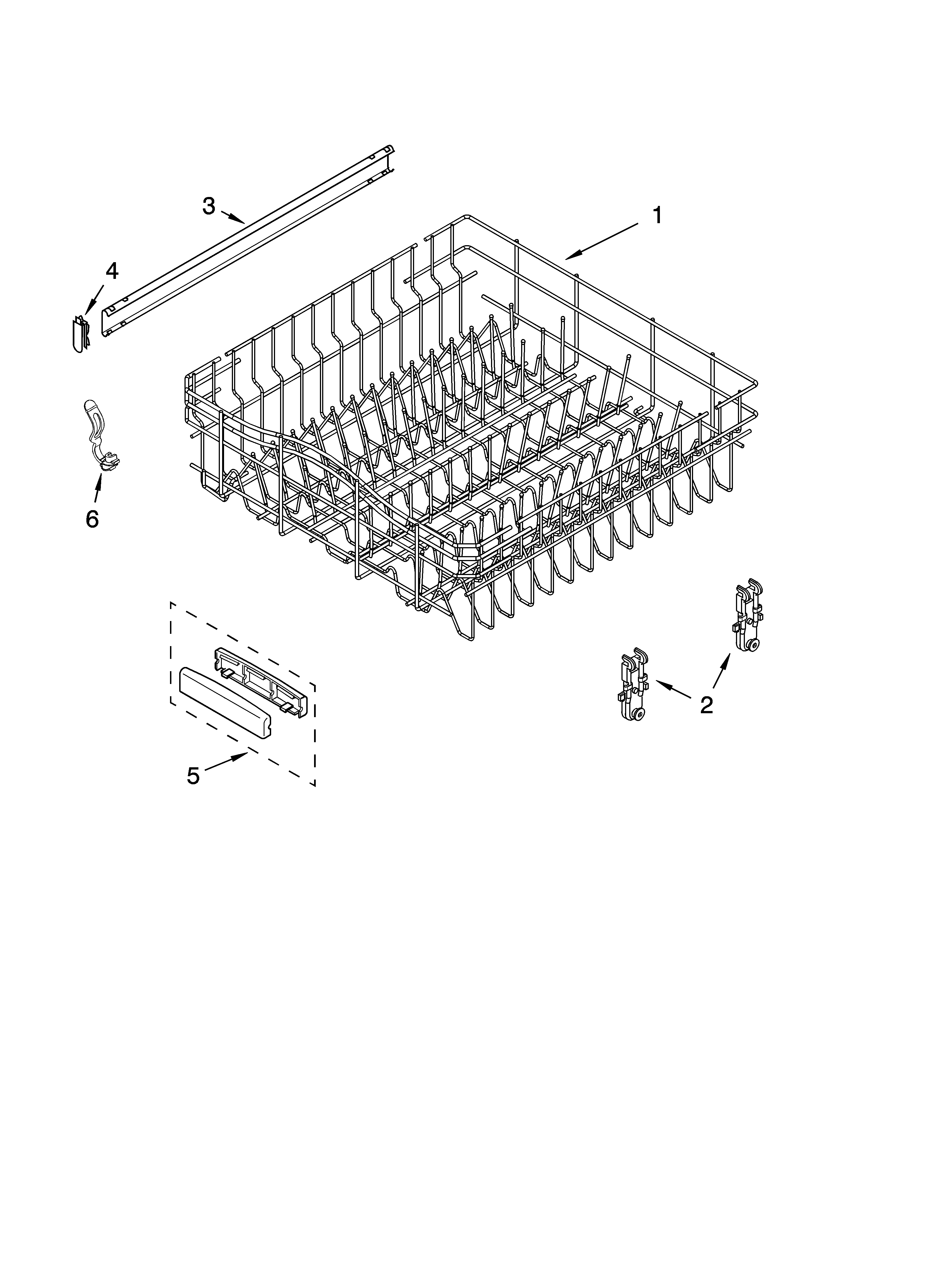 KitchenAid KUDI02FRWH3 upper rack and track parts diagram