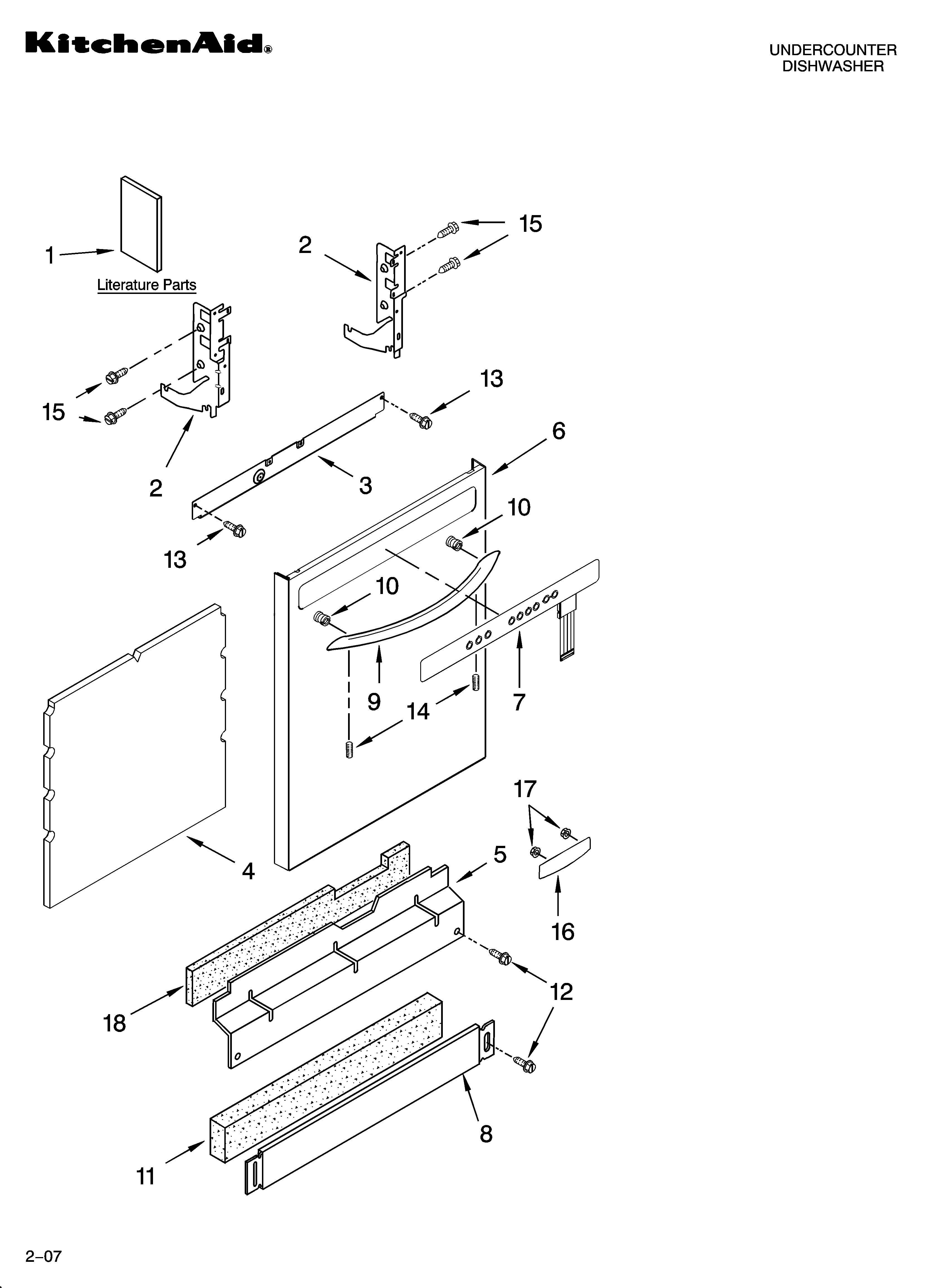 KitchenAid KUDP02CRBT3 door and panel parts diagram