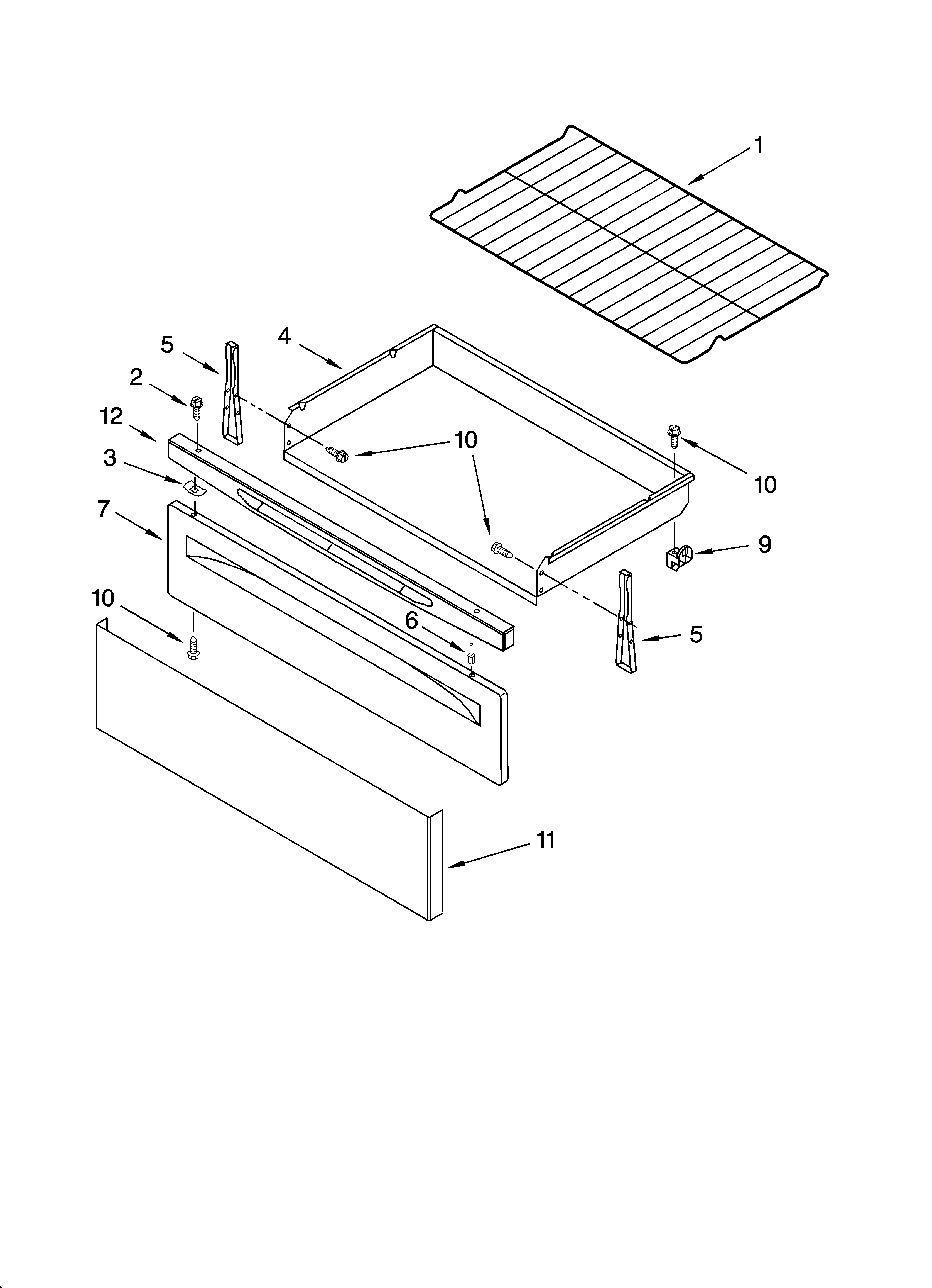 Whirlpool WERP3101SS1 drawer & broiler parts diagram
