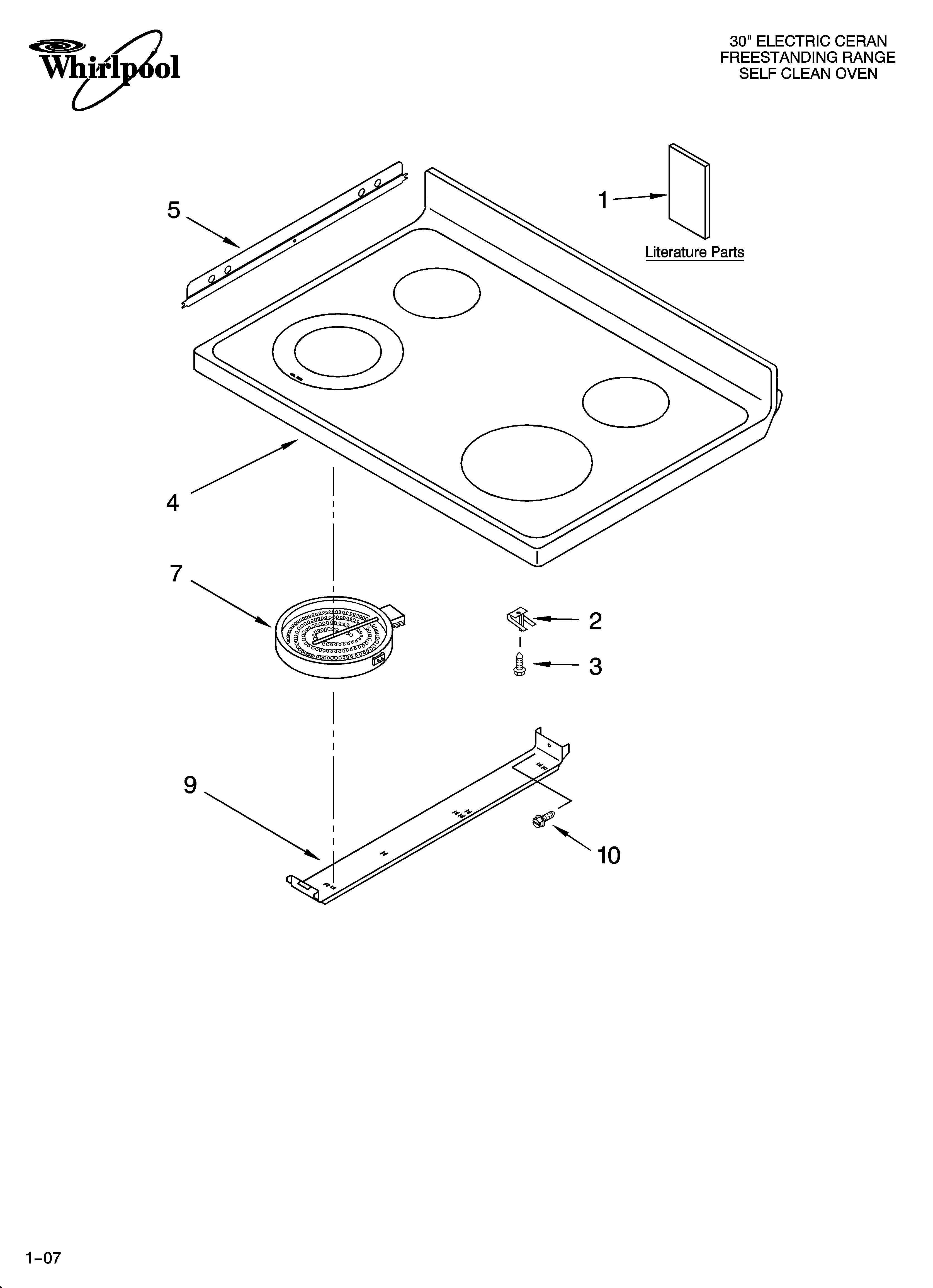 Whirlpool WERP4110SB1 cooktop parts diagram