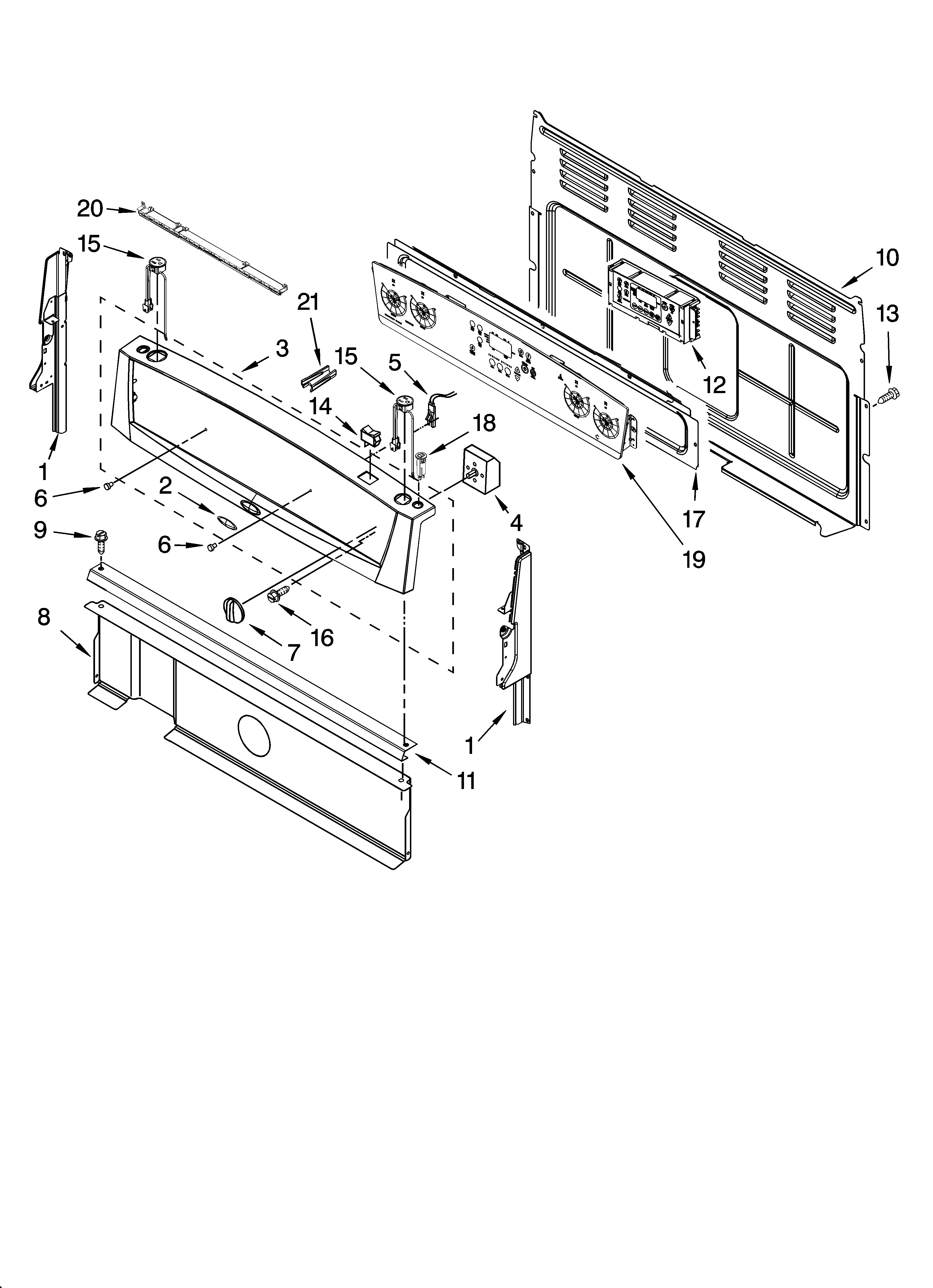 Whirlpool WERP4110SB1 control panel parts diagram