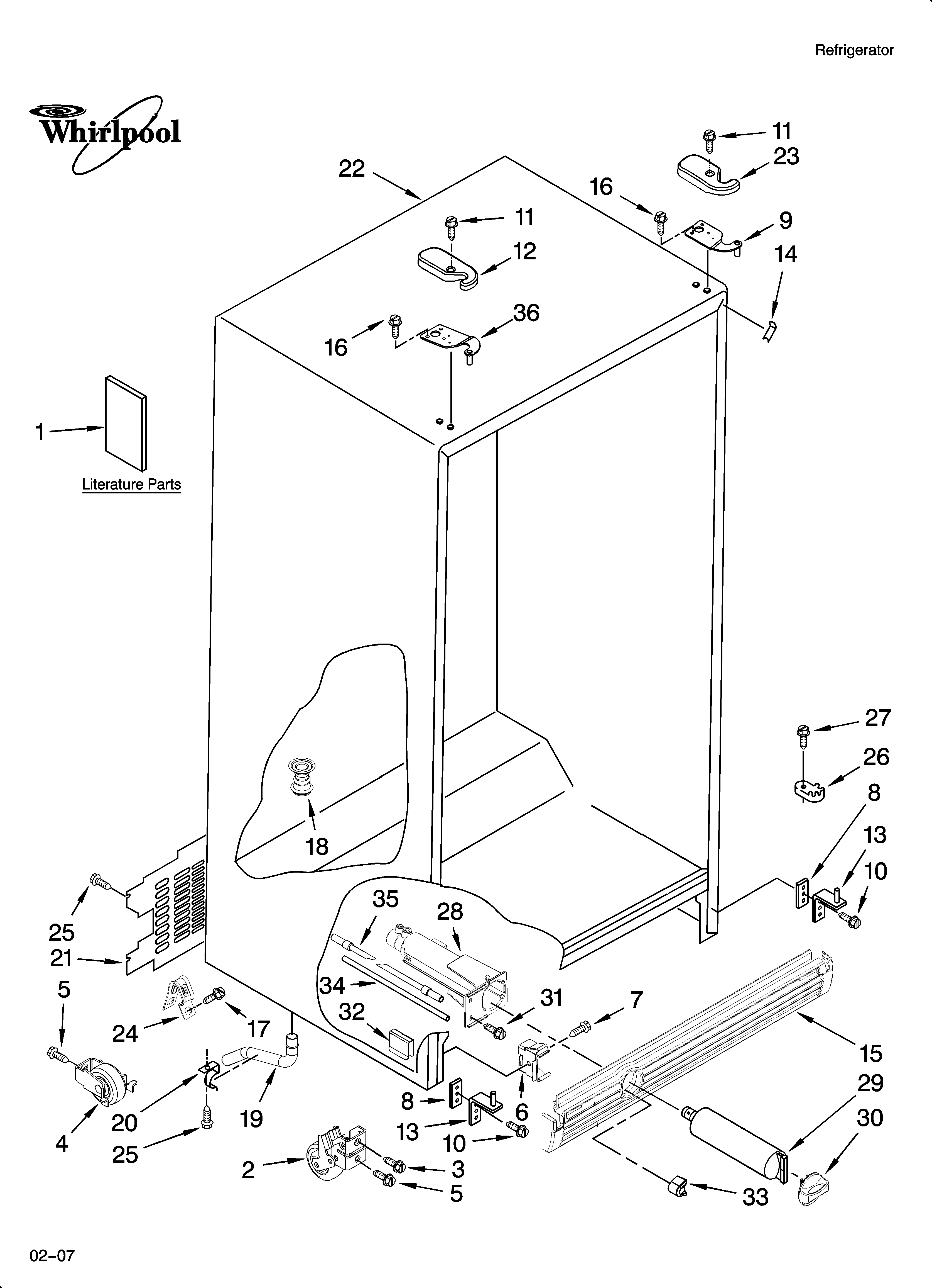Whirlpool ED5JVAXTQ00 cabinet parts diagram