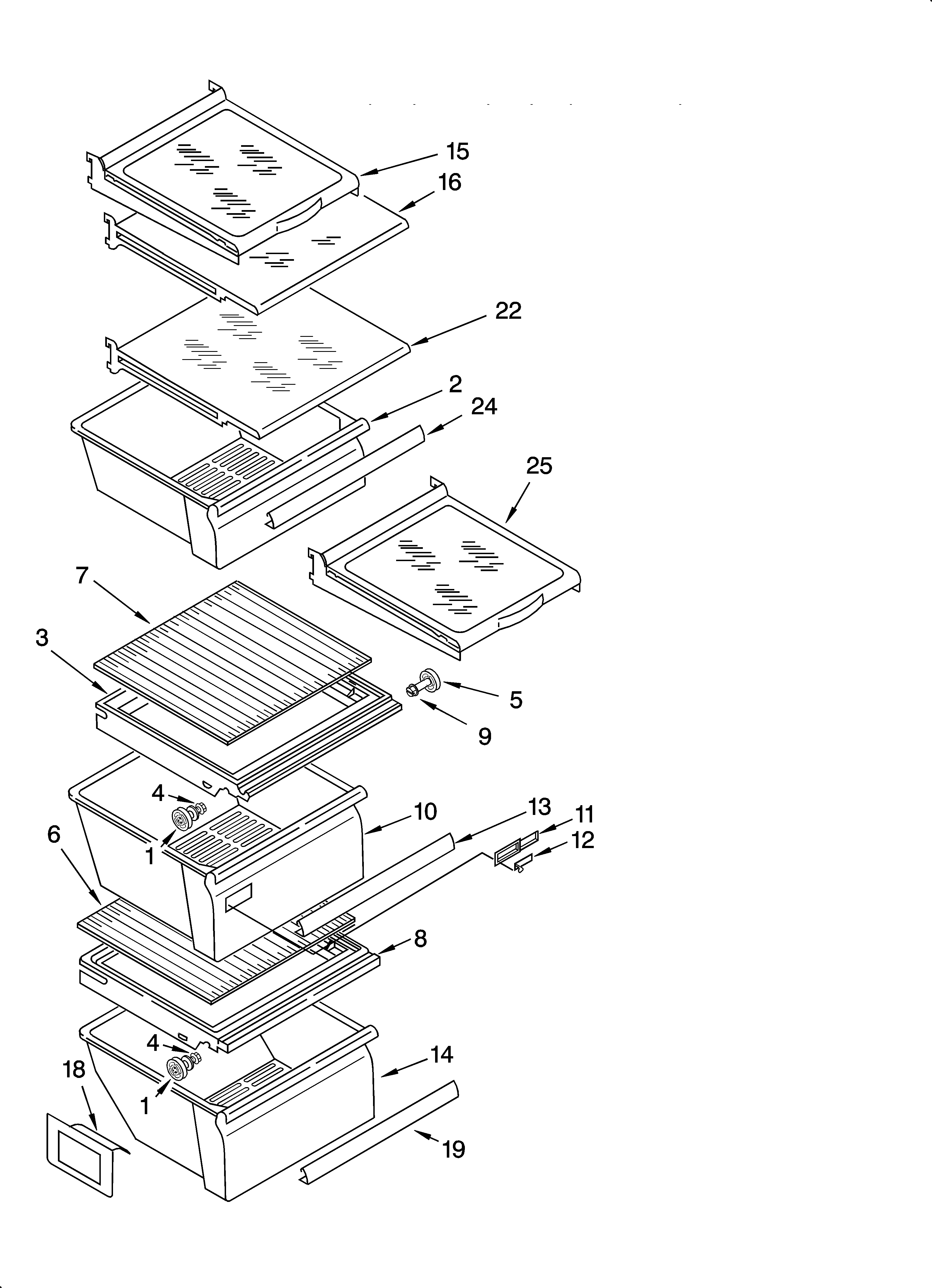 Whirlpool ED5JVAXTQ00 refrigerator shelf parts diagram