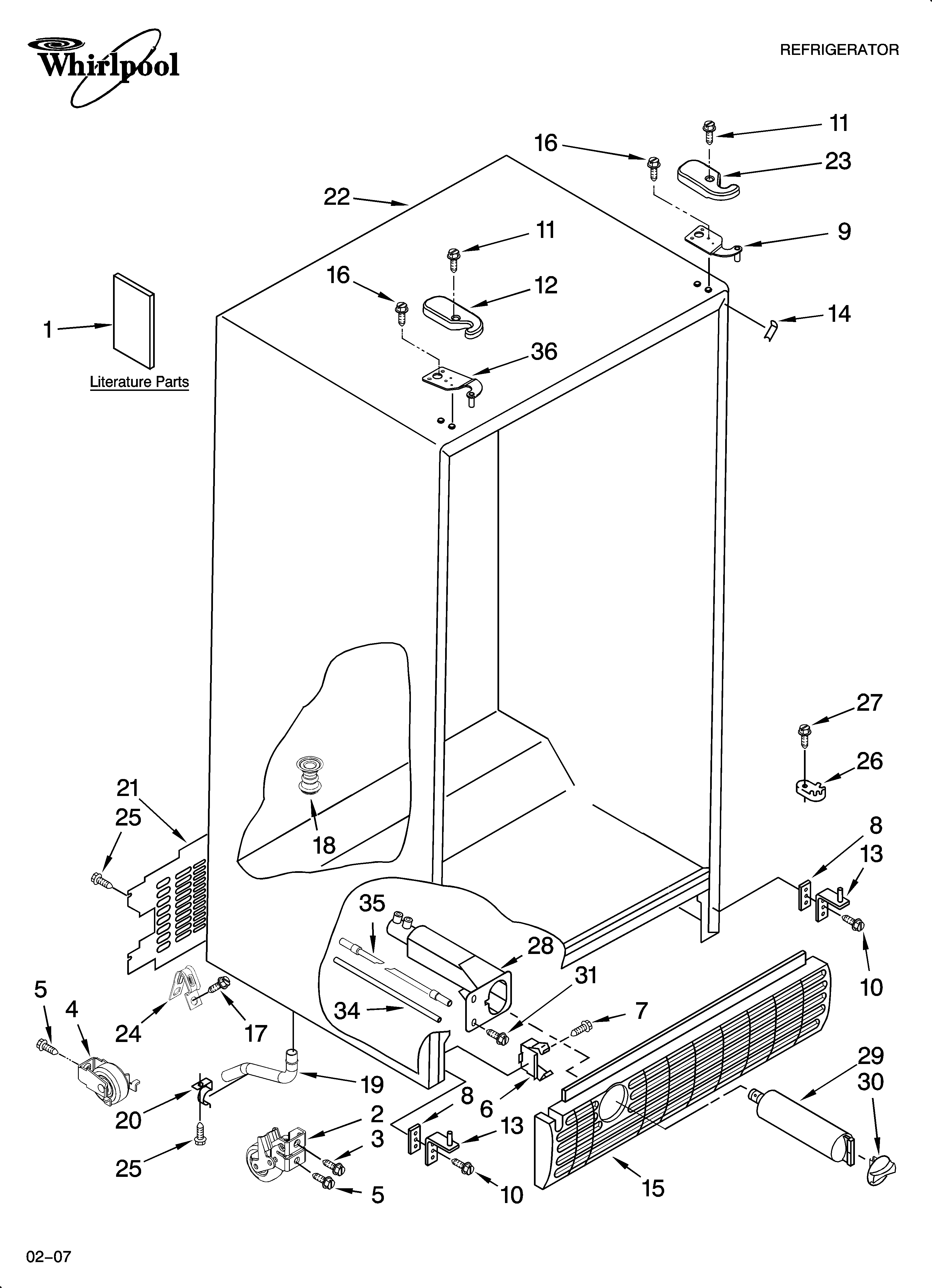 Whirlpool GD5YHAXTQ00 cabinet parts diagram