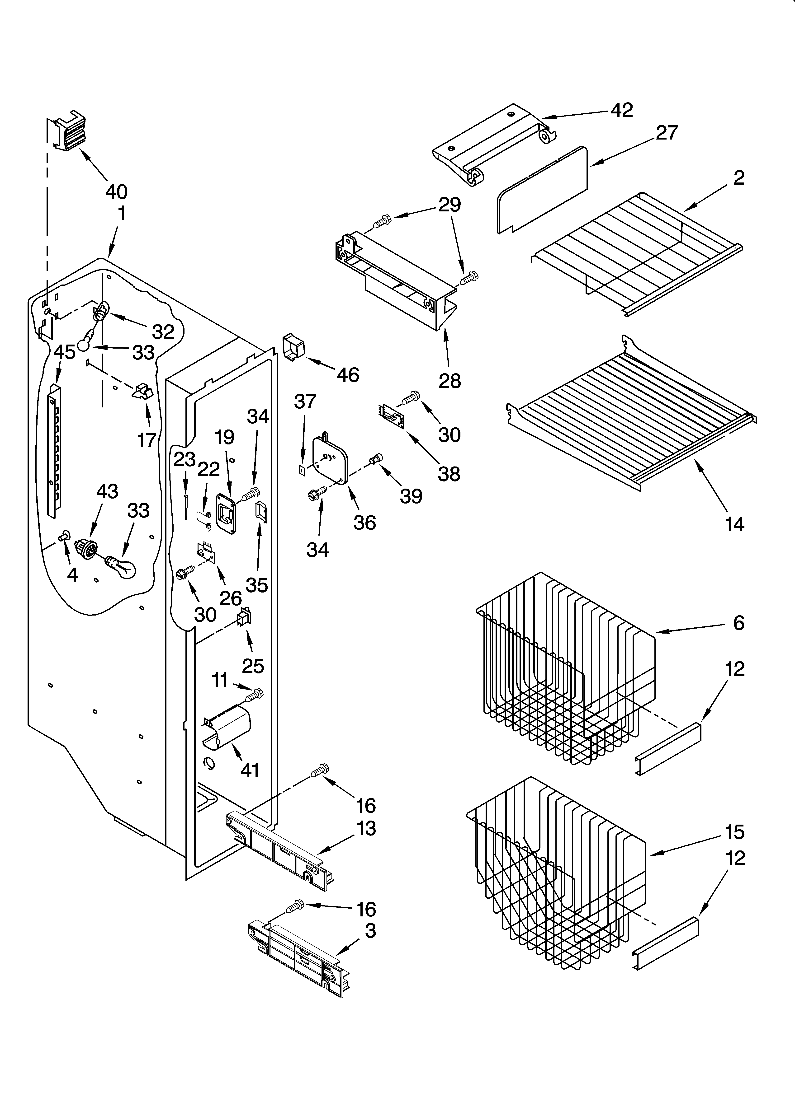 Whirlpool GD5YHAXTQ00 freezer liner parts diagram