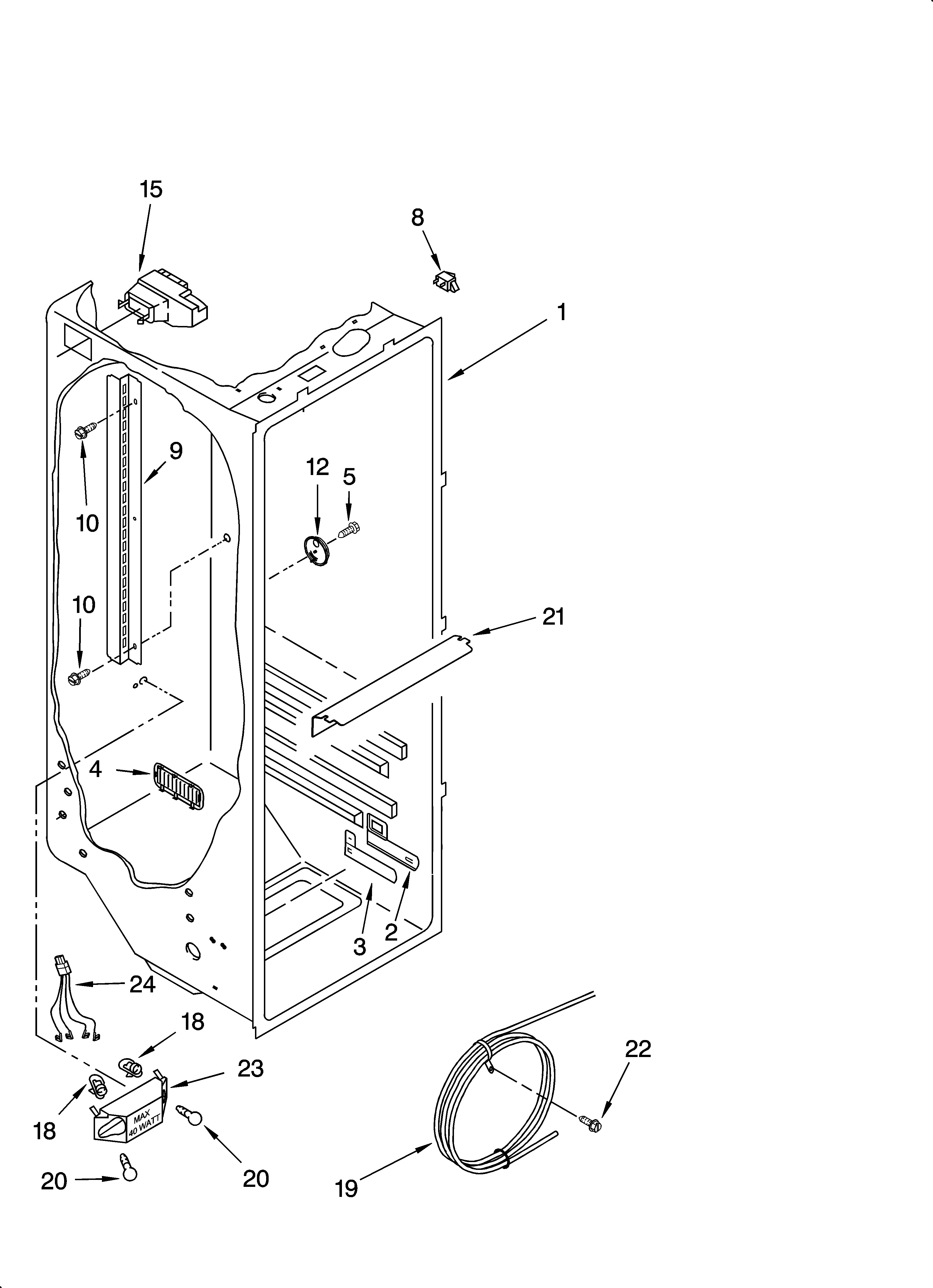 Whirlpool GF6NFEXTQ00 refrigerator liner parts diagram