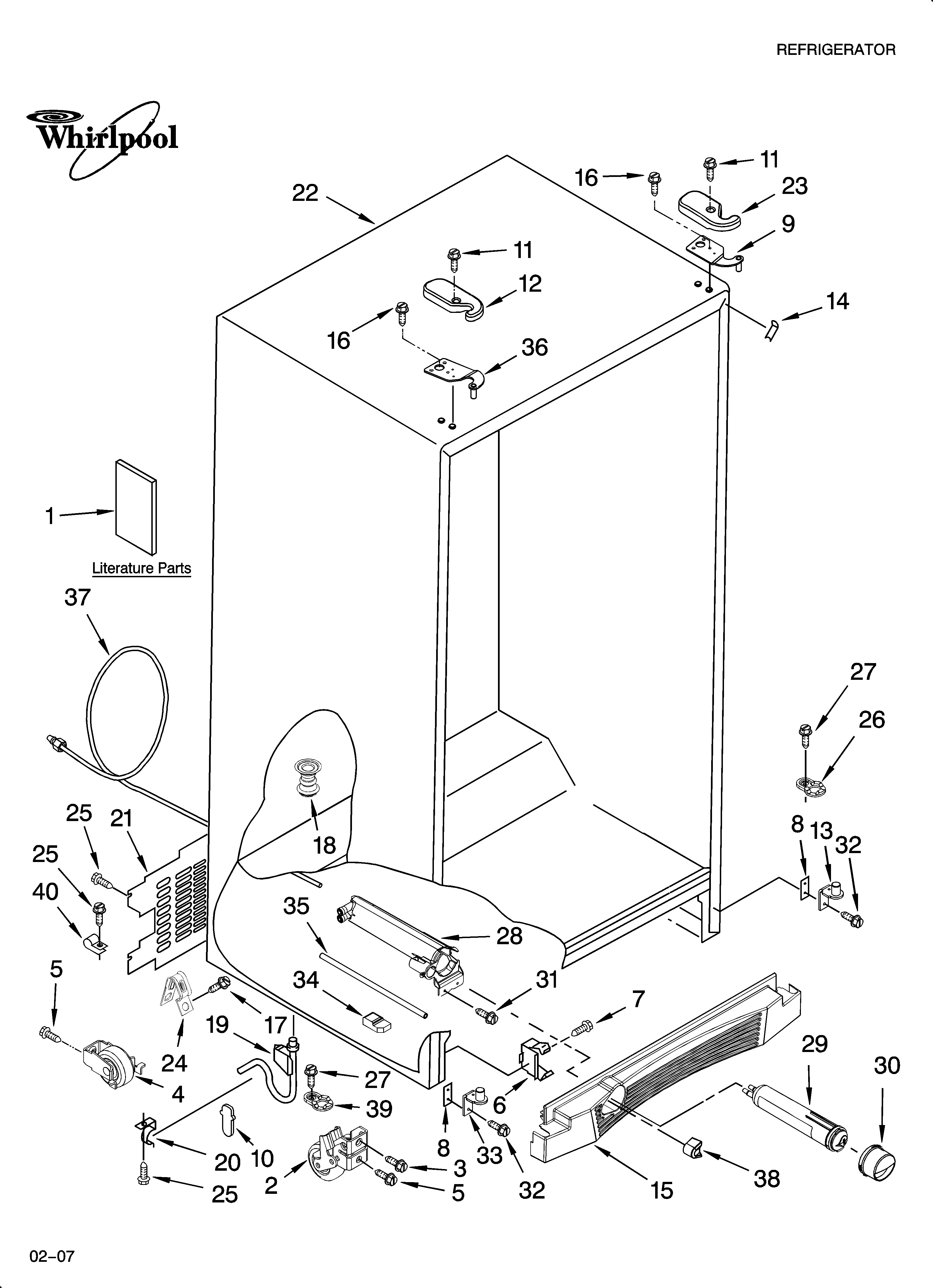 Whirlpool GS6NVEXSA00 cabinet parts diagram