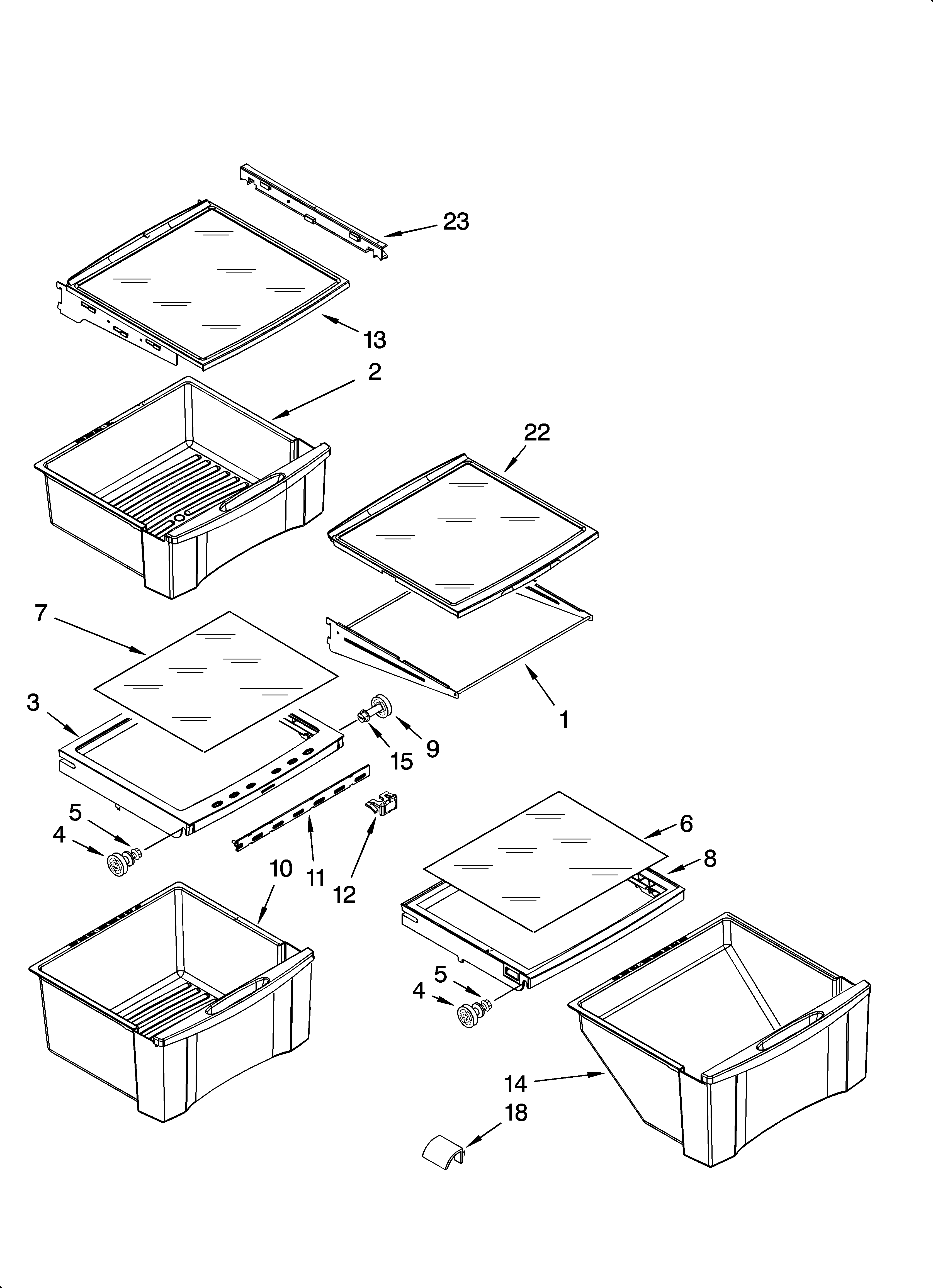 Whirlpool GS6NVEXSA00 refrigerator shelf parts diagram