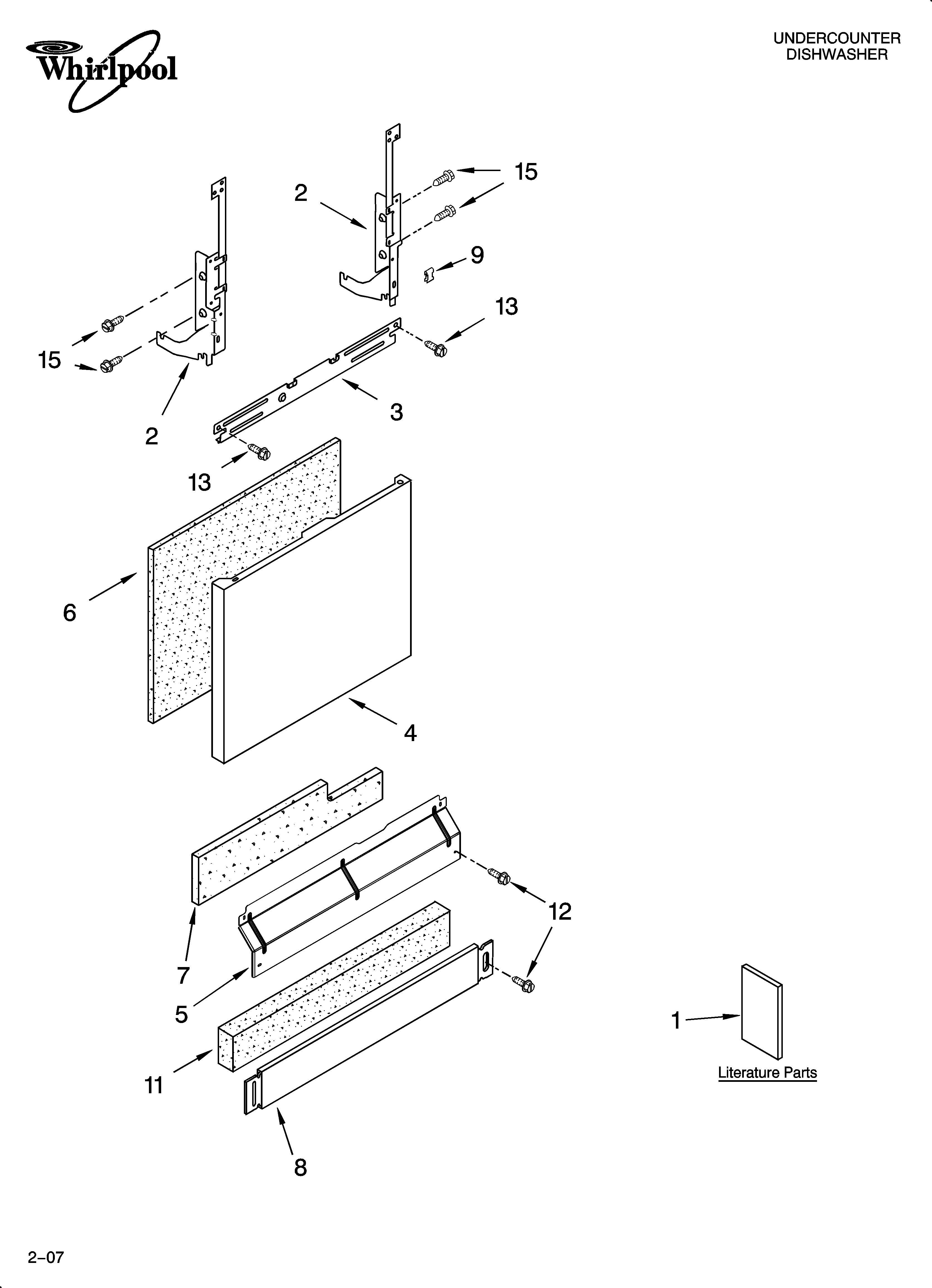 Whirlpool GU2451XTSS1 door and panel parts diagram