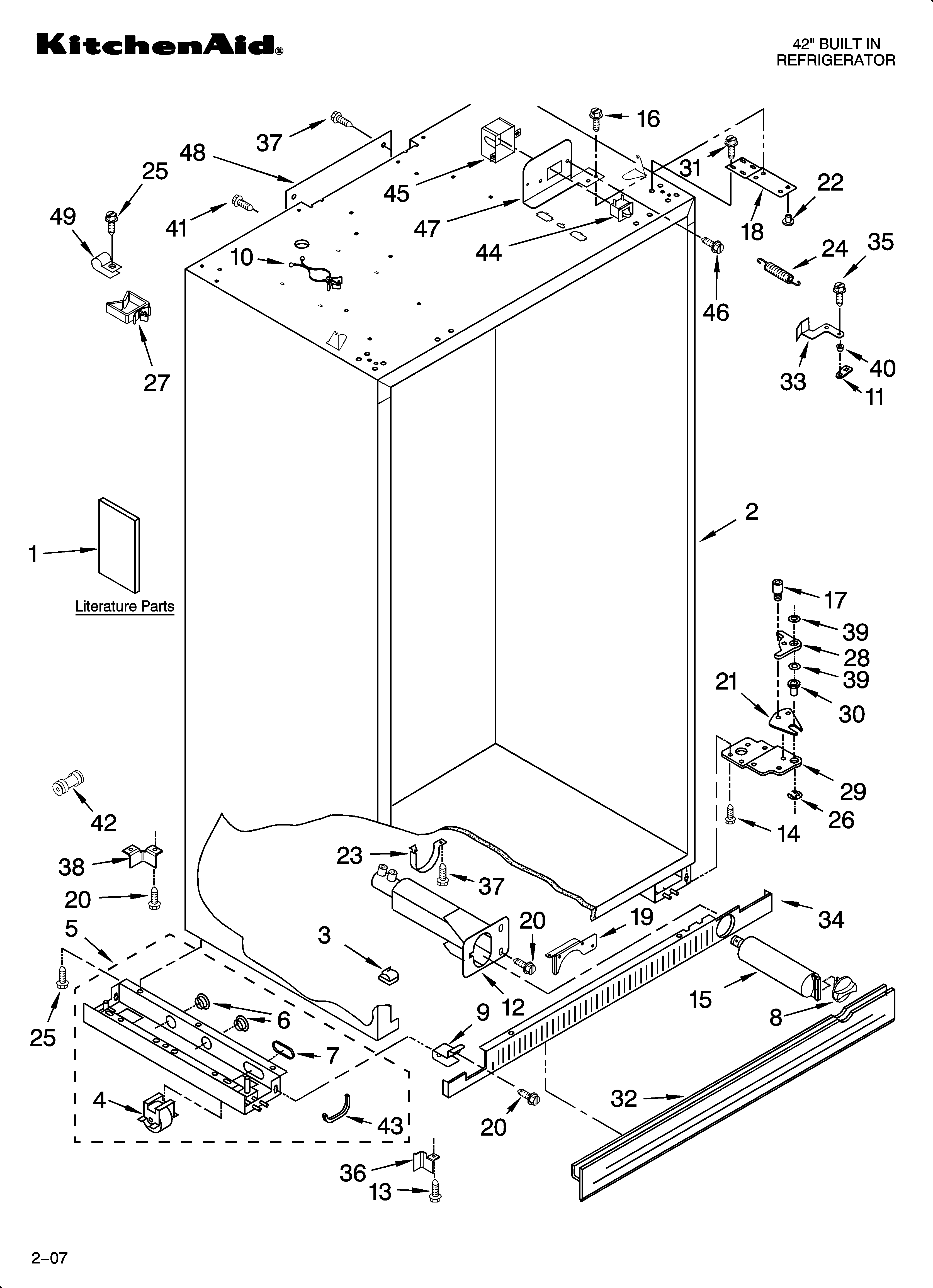 KitchenAid KSSO42QMB03 cabinet parts diagram