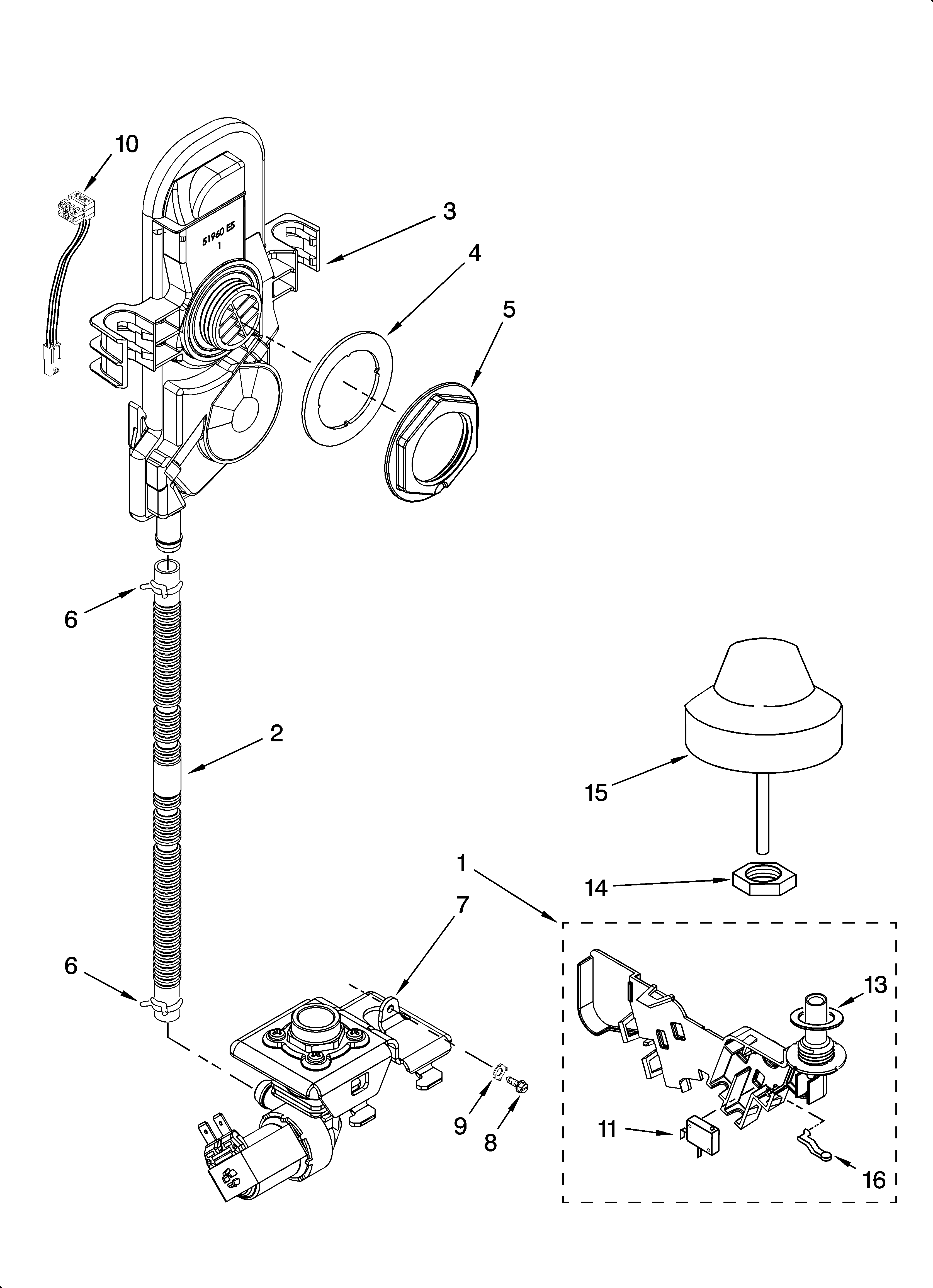 KitchenAid KUDI02IRBT3 fill and overfill parts diagram
