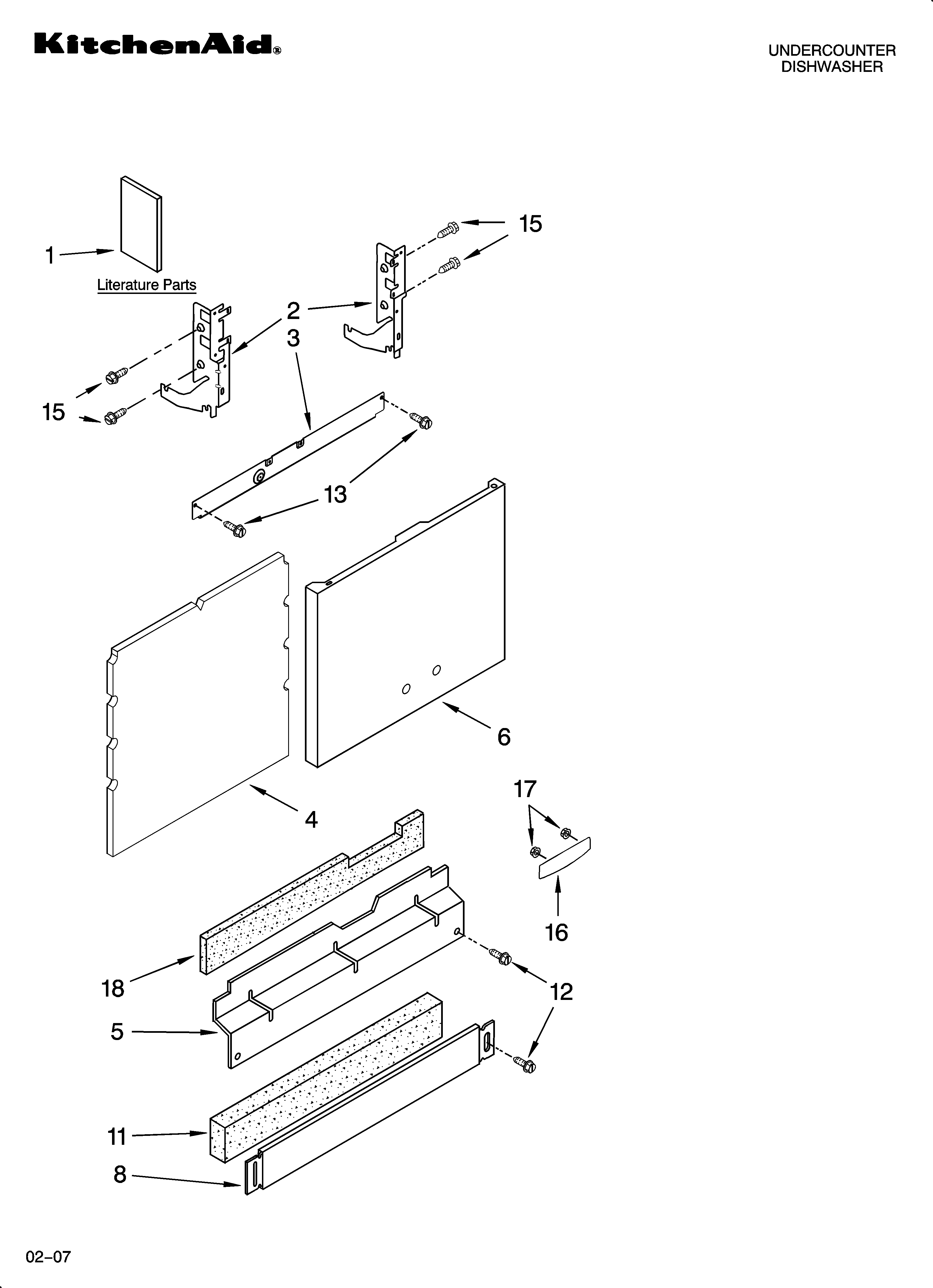 KitchenAid KUDP02IRBT3 door and panel parts diagram