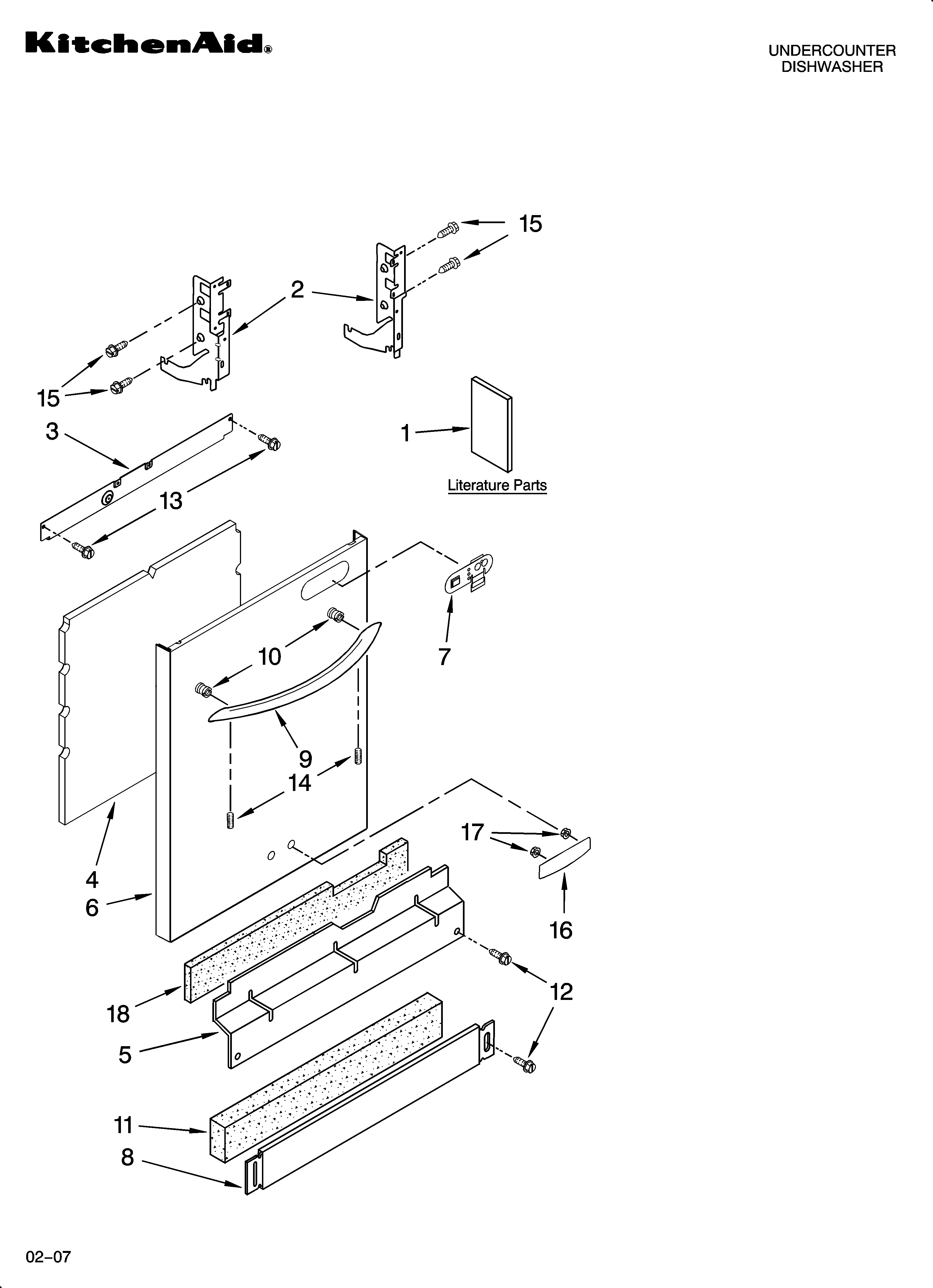 KitchenAid KUDP02SRWH3 door and panel parts diagram