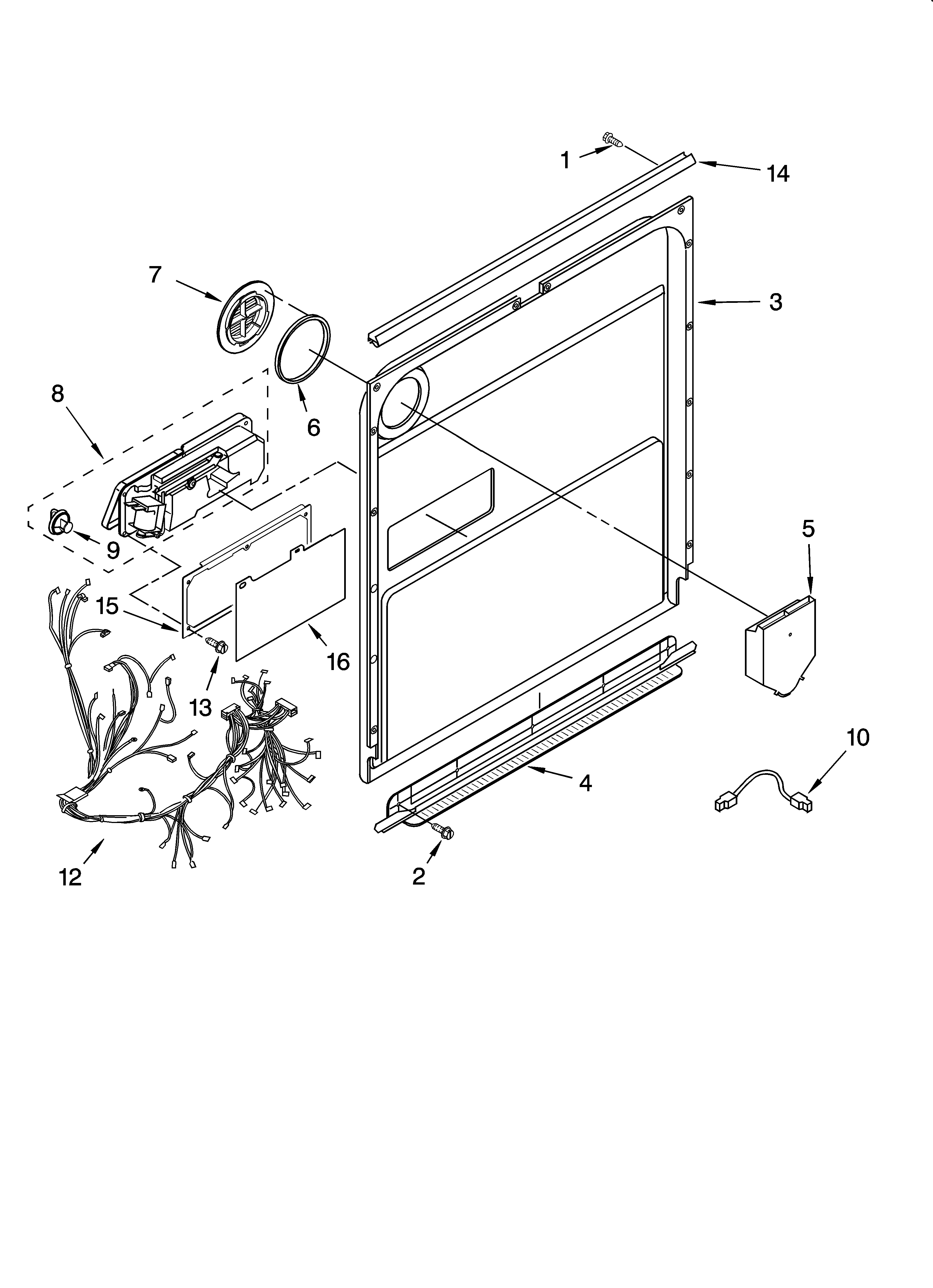KitchenAid KUDP02SRWH3 door and latch parts diagram