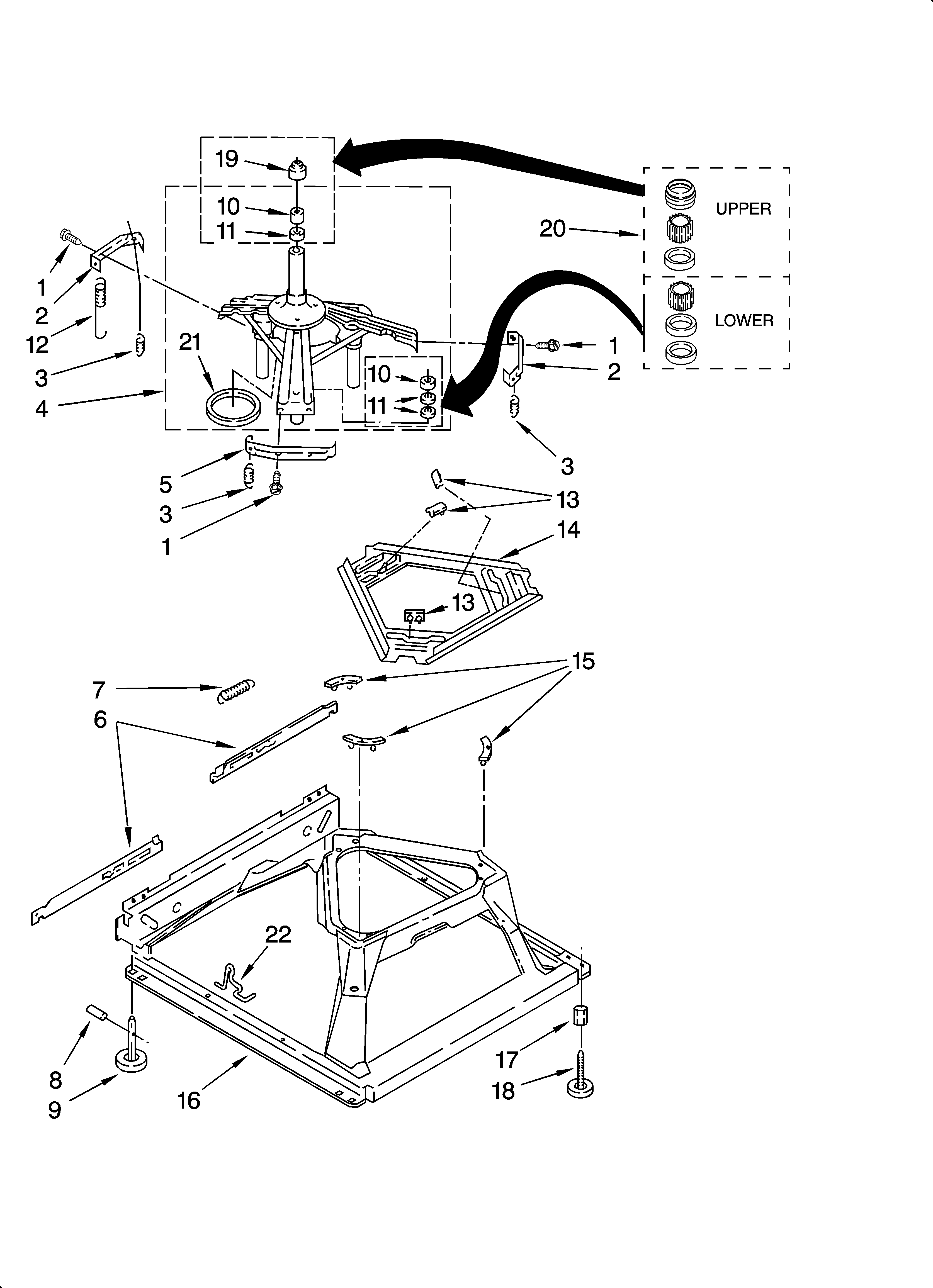 Whirlpool 3SWTW5205SQ0 machine base parts diagram