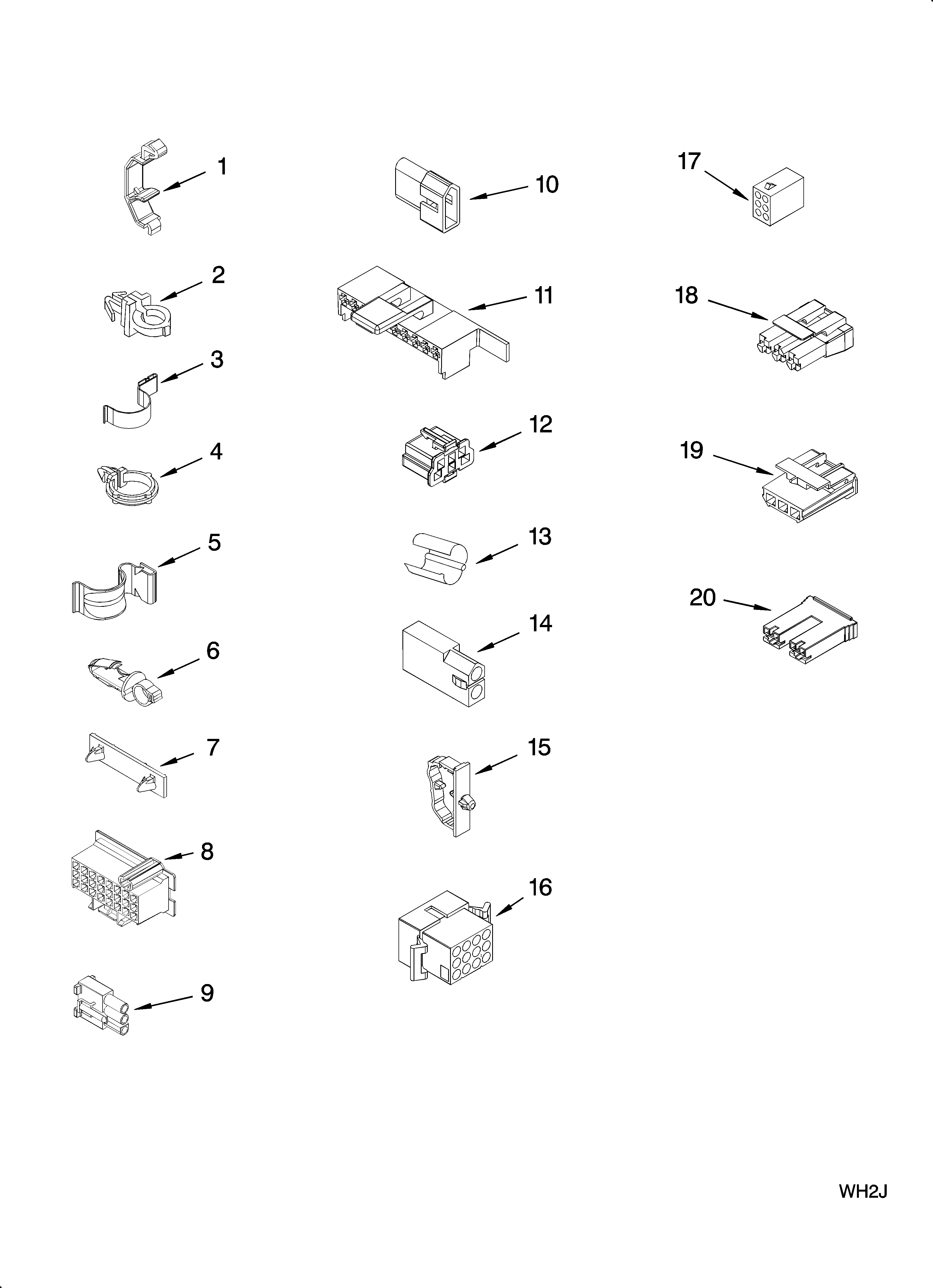 Whirlpool 3SWTW5205SQ0 wiring harness parts diagram
