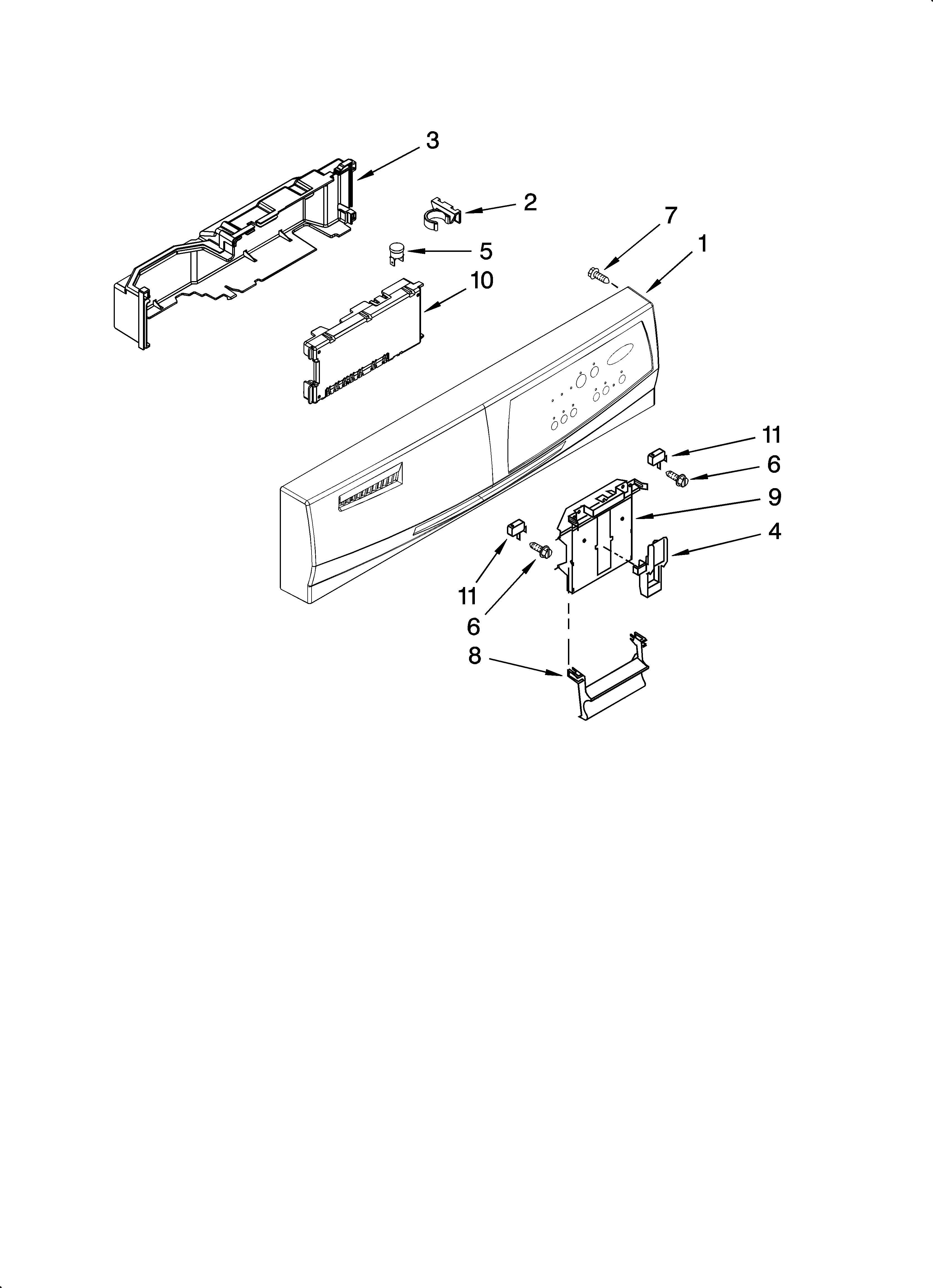 Whirlpool DU1061XTST0 control panel parts diagram