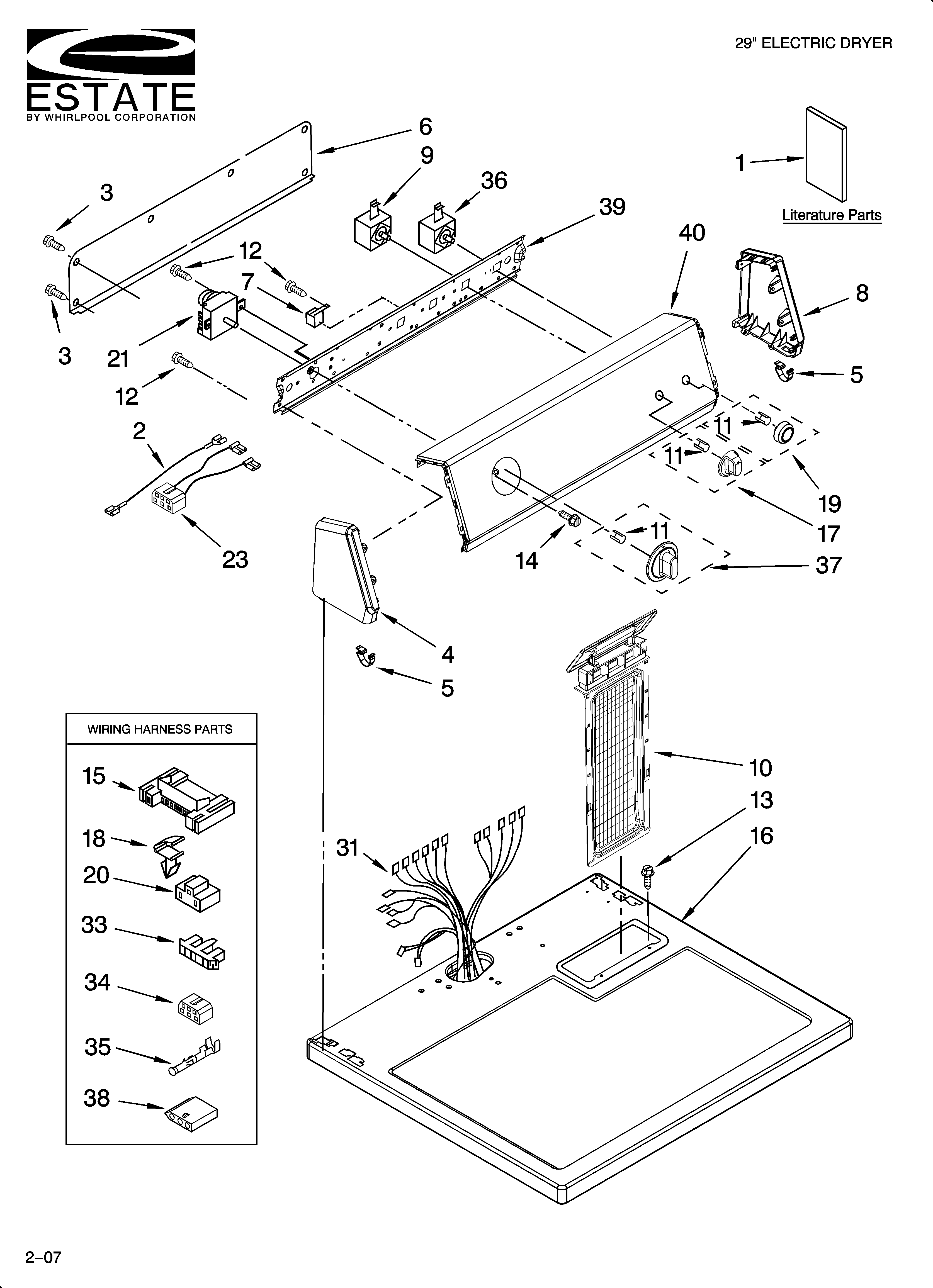 Estate EED4400TQ0 top and console parts diagram