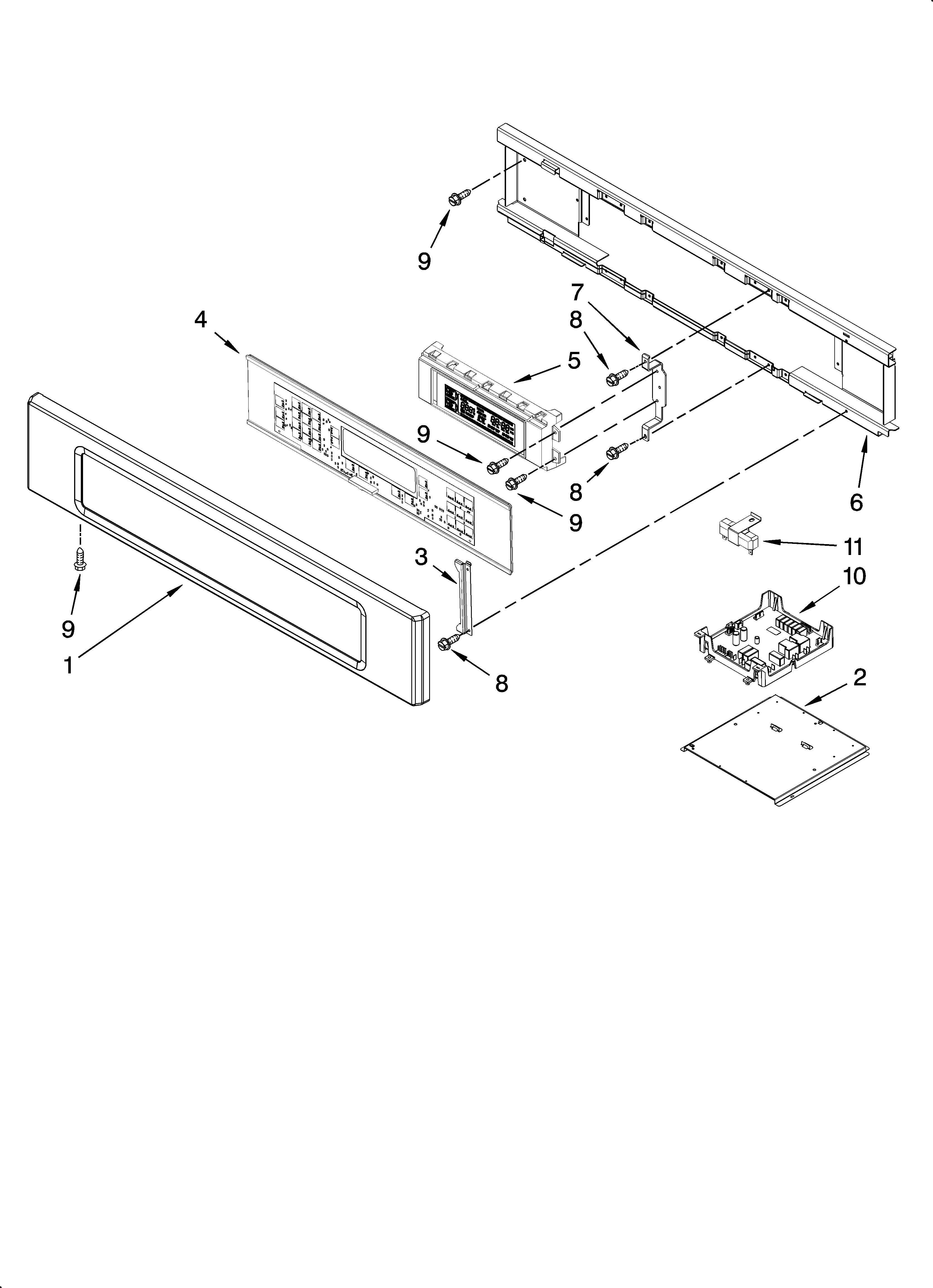 KitchenAid KEBS107SSS00 control panel parts diagram